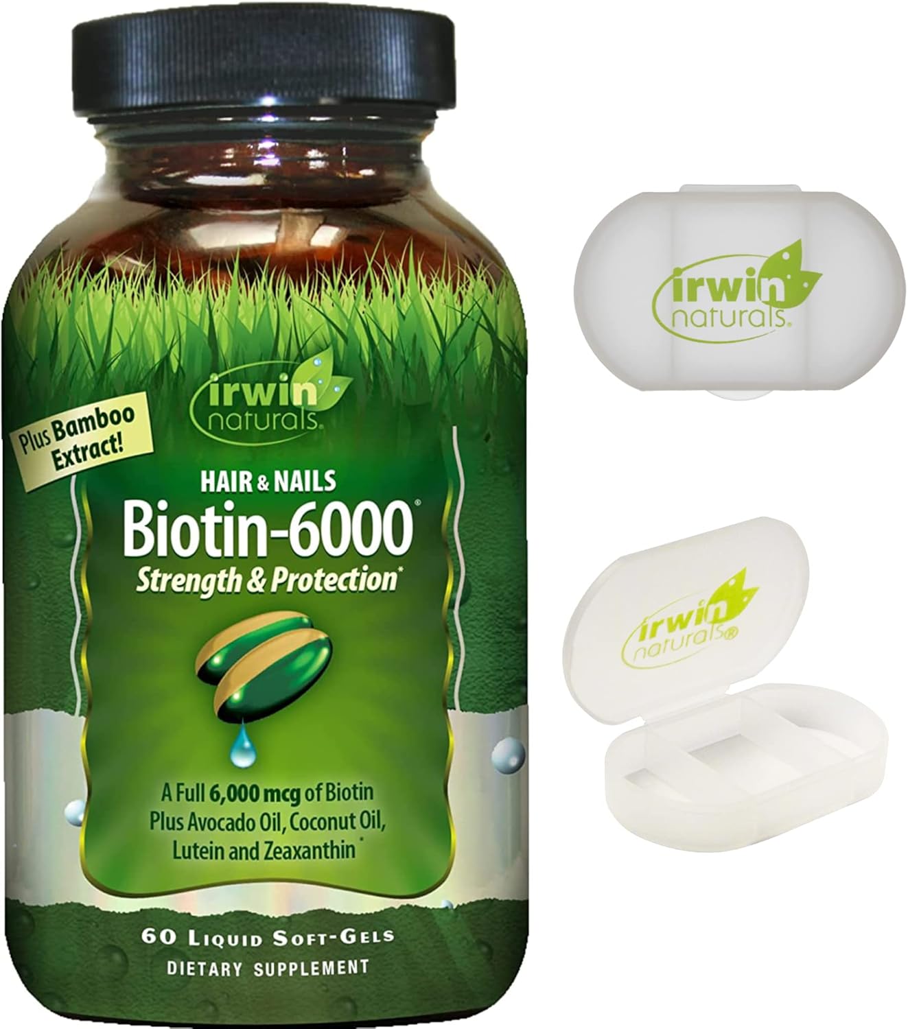 high-potency-biotin-6000-liquid-softgels-for-healthy-skin-hair-nails---bamboo-avocado-coconut---60-softgels-with-pill-case-1