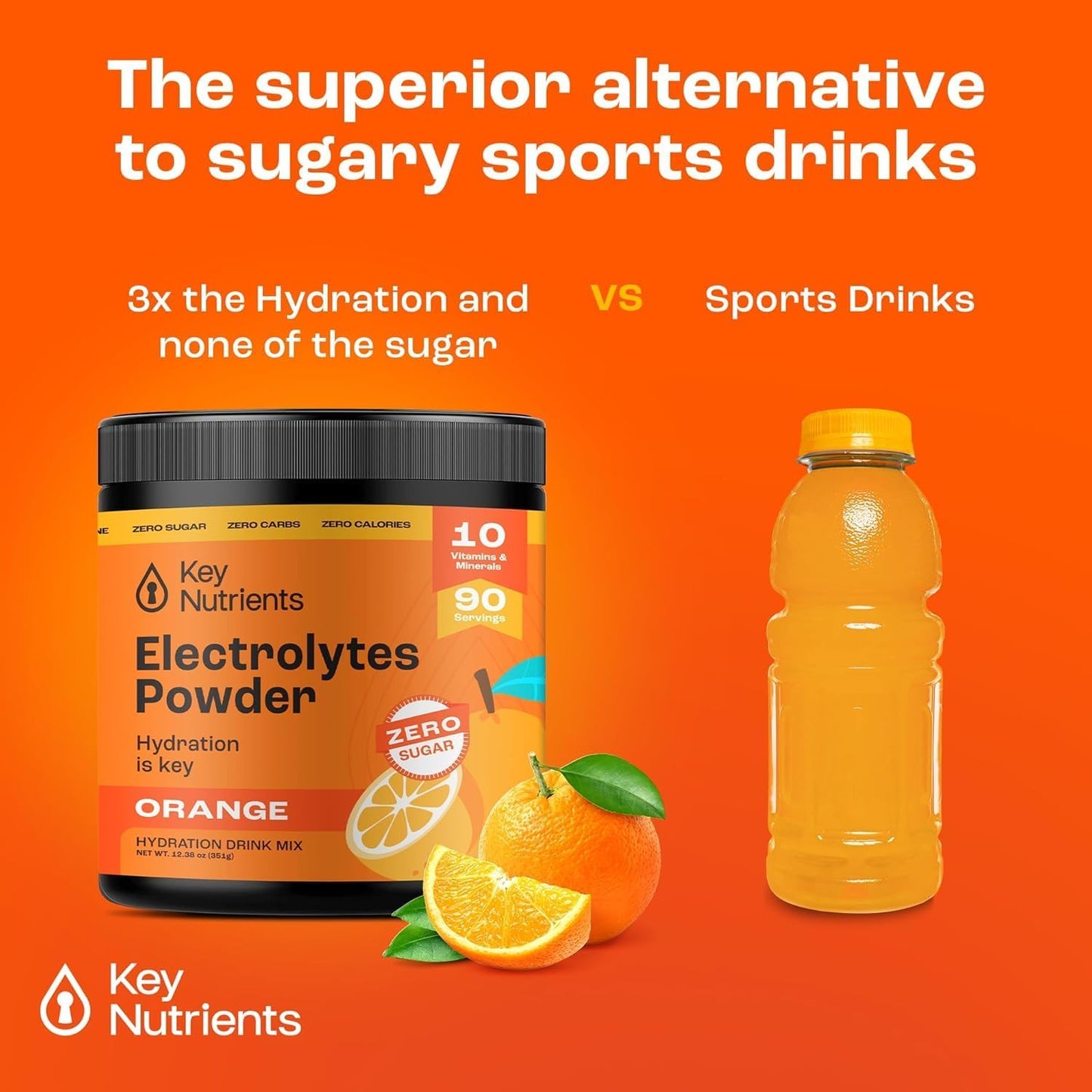 Tangy Orange Multivitamin Electrolyte Powder - Energy & Endurance Hydration Supplement - No Sugar, No Calories - 90 Servings - Made in USA - Espot.com.au
