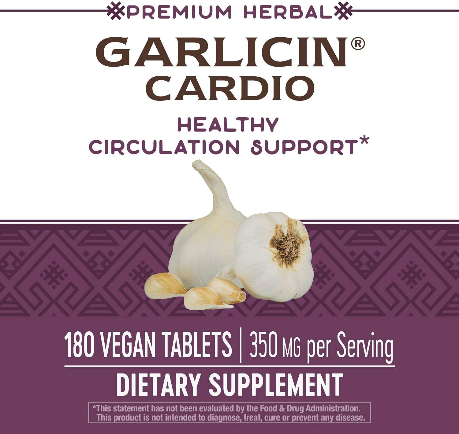 Nature's Way Garlicin Cardio Tablets - Premium Herbal Supplement for Healthy Circulation, Vegan, 180 Count - Espot.com.au
