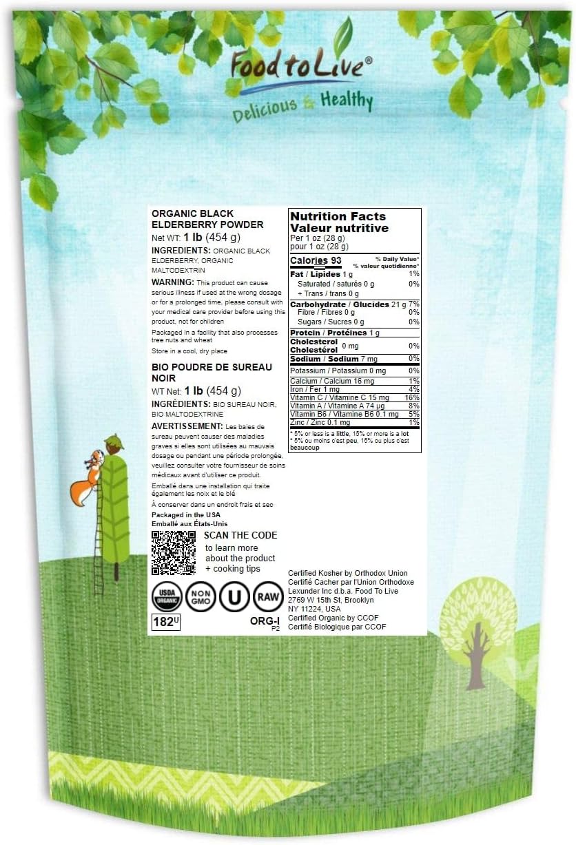 organic-black-elderberry-powder-1lb---non-gmo-raw-dried-berries-vegan-unsulfured-bulk---ideal-for-baking-smoothies-yogurts---no-sulphites-maltodextrin-free-2