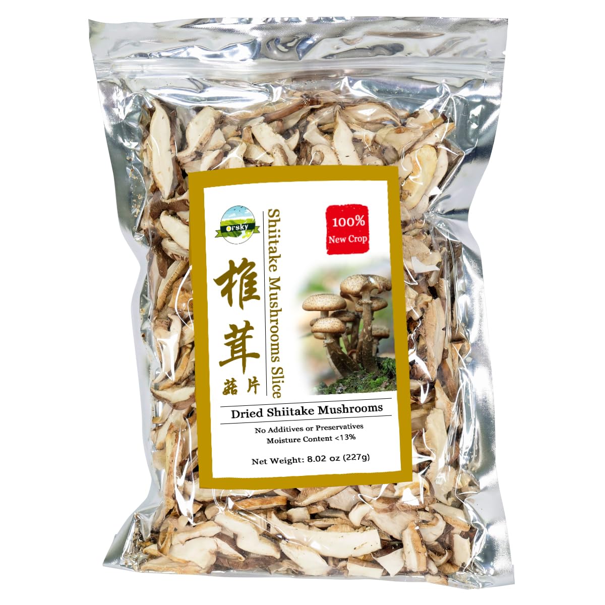 Orsky Sliced Dried Shiitake Mushrooms - 8 Oz Pack for Cooking, Quick Rehydration, Fresh & Tender, Vacuum Sealed, No Sulfur - Smooth Taste - Espot.com.au