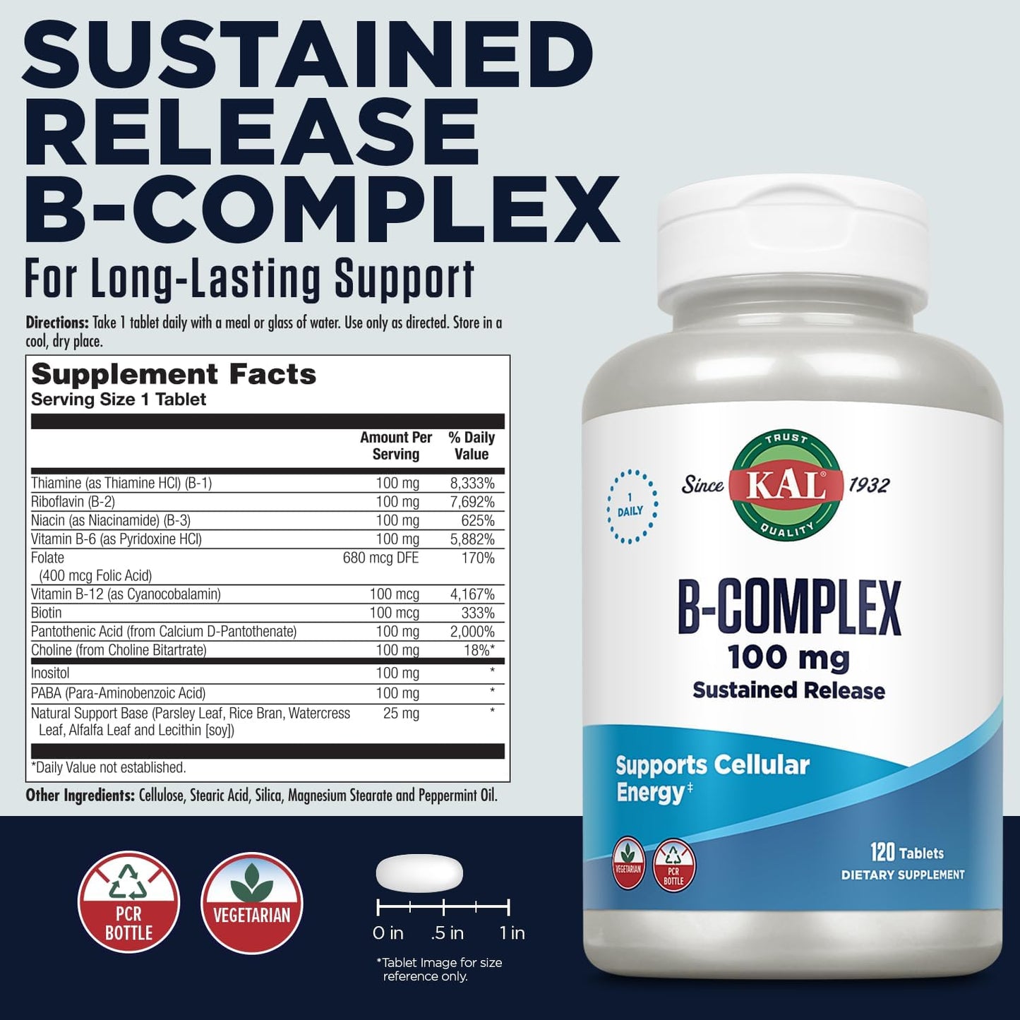 sustained-release-vitamin-b-complex-with-natural-base-and-mint-coating---vegetarian---120-tablets-60-day-guarantee---energy-support-supplement-2