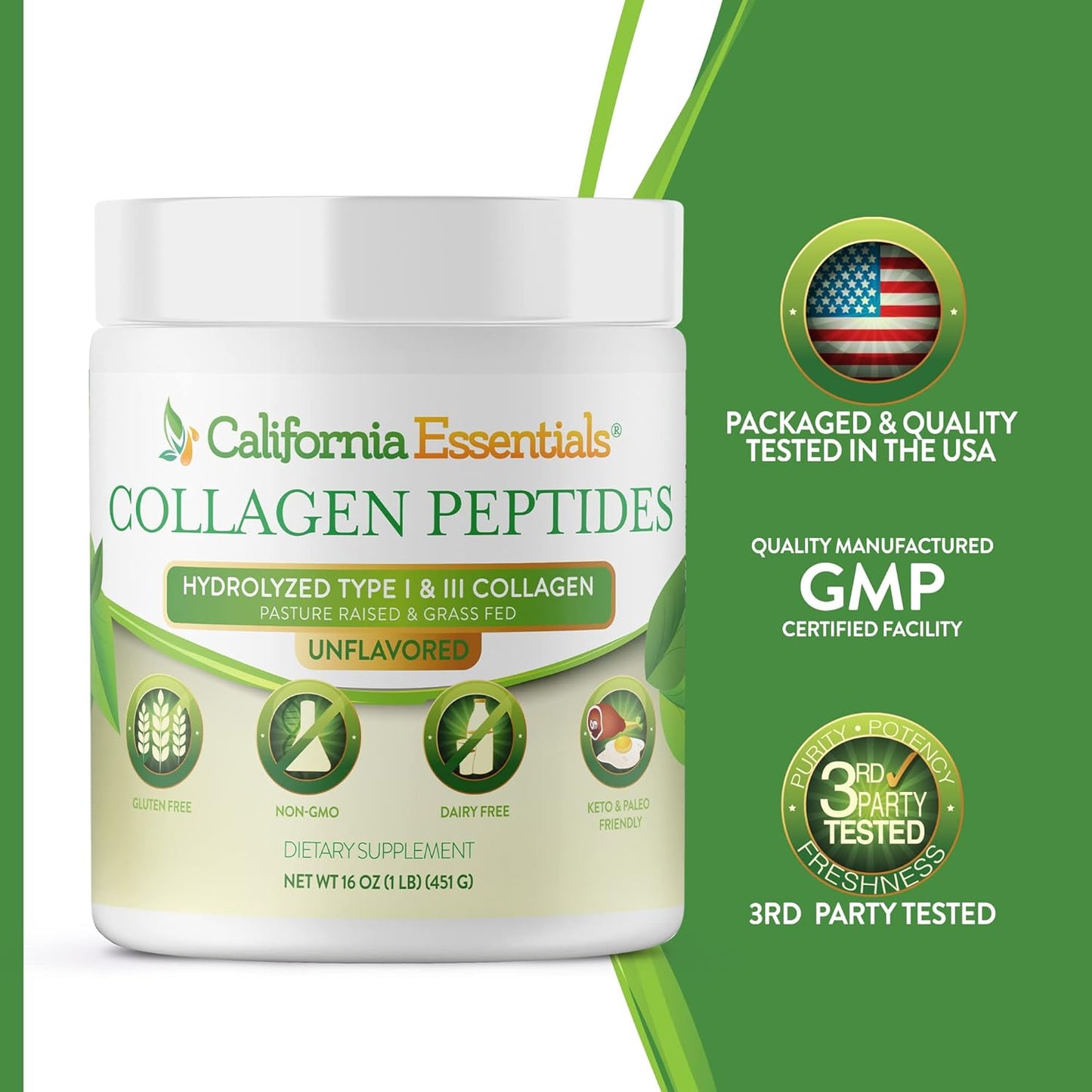 california-essentials-collagen-peptides-16oz---hydrolyzed-type-i-iii-protein-powder-for-skin-hair-nails-joints---unflavored-supplement-gluten-free-non-gmo-6
