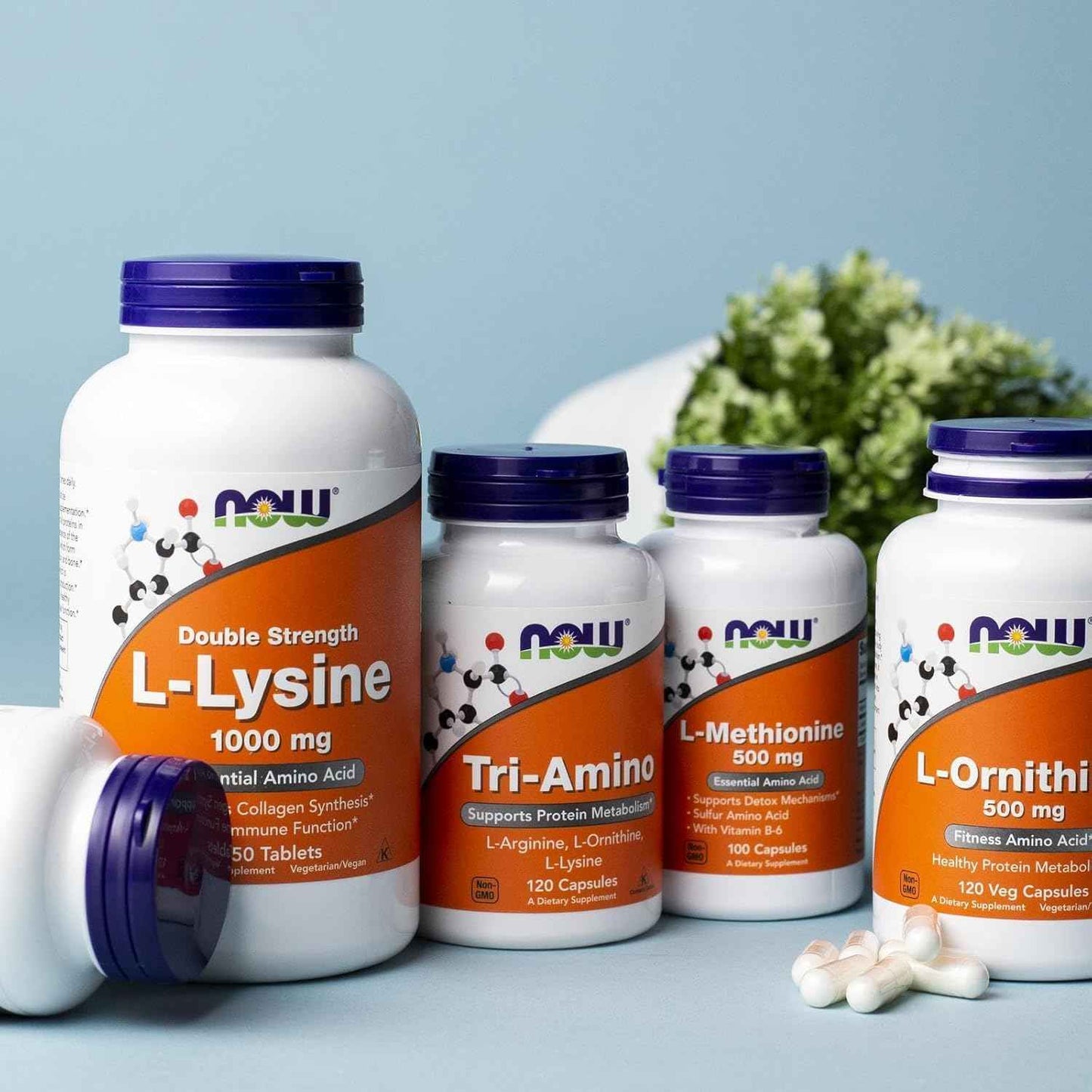 NOW Foods Tri-Amino Supplement with L-Arginine, L-Ornithine, L-Lysine - 120 Capsules for Protein Metabolism Support