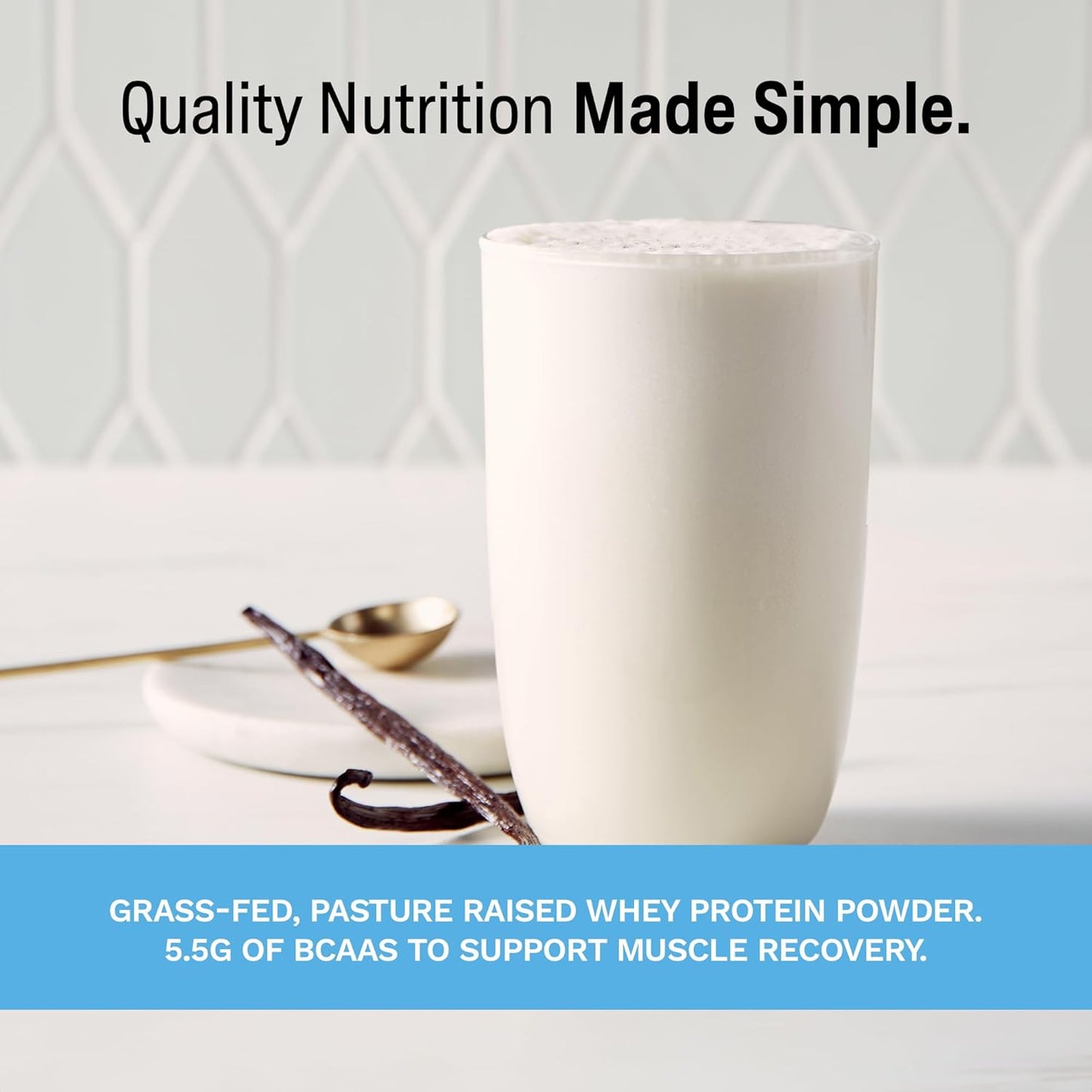 Vanilla Grass-Fed Whey Protein Powder - 25g Protein, Sugar-Free, Gluten-Free, Soy-Free - No Artificial Flavors, Colors, or Preservatives (2.3 lbs) - Espot.com.au