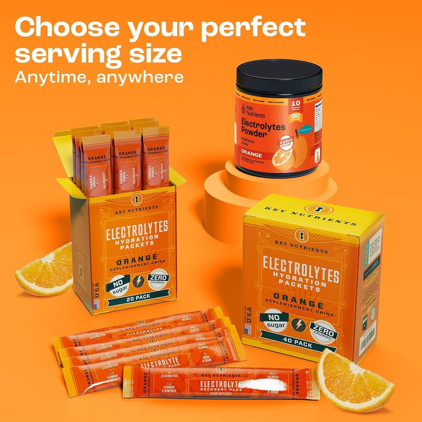 Tangy Orange Multivitamin Electrolyte Powder - Energy & Endurance Hydration Supplement - No Sugar, No Calories - 90 Servings - Made in USA - Espot.com.au