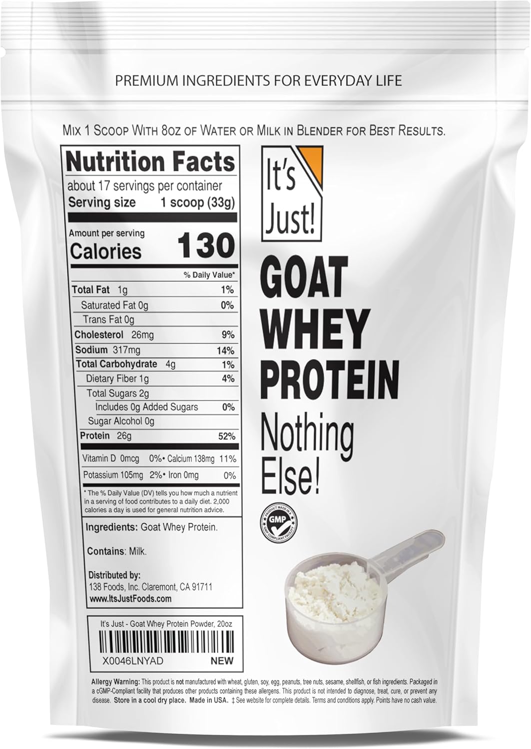 USA Made Goat Whey Protein Concentrate from Pasture Raised Goat Milk - Pure One Ingredient Formula for Optimal Nutrition - Espot.com.au