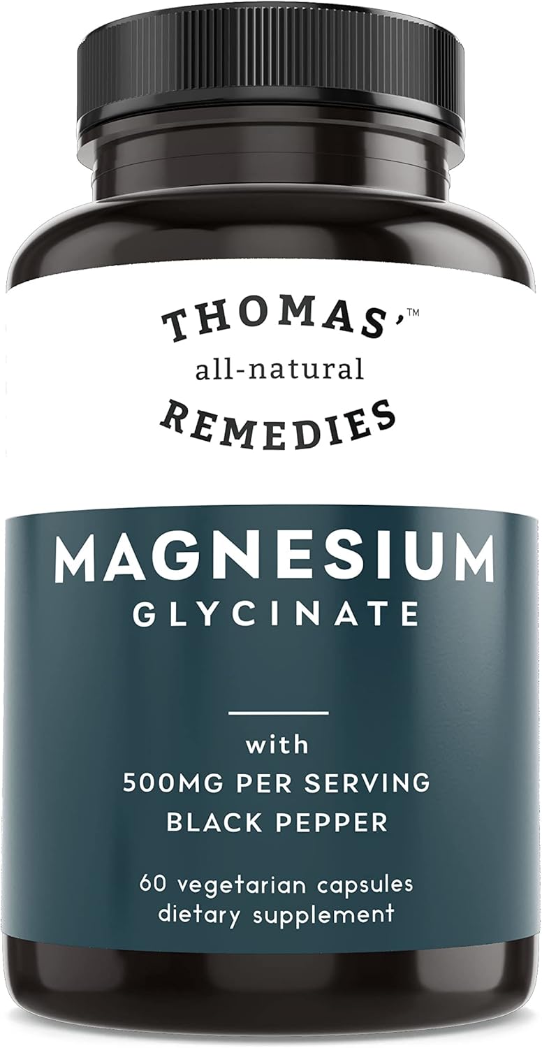 High Absorption Magnesium Glycinate Supplements for Muscle and Bone Support - 60 Vegan Capsules, All-Natural Dietary Supplements with No Fillers, Non-GMO - Espot.com.au