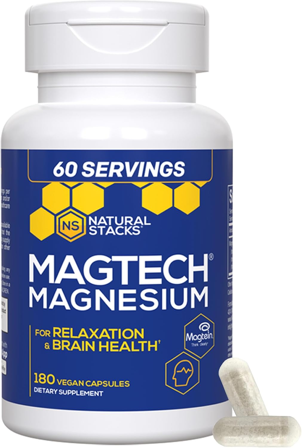MagTech Magnesium Supplement - 3 Forms of Magnesium for Relaxation & Brain Health - 200mg Chelated Complex - 180 Capsules - Espot.com.au