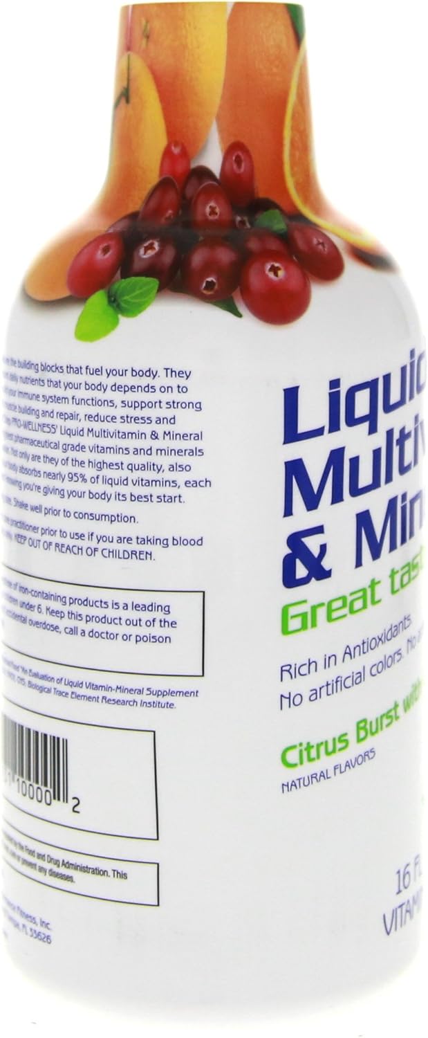 Citrus Burst Liquid Multi-Vitamin and Mineral Supplement - 16 oz Bottle for Pro-Wellness - Espot.com.au