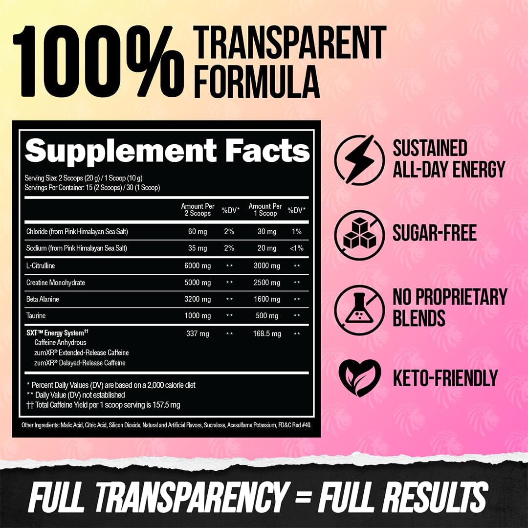 High-Performance Pre Workout Supplement with Creatine, Beta Alanine, L-Citrulline, and Caffeine for Energy Boost - 30 Servings, King Lemonade Flavor - Espot.com.au