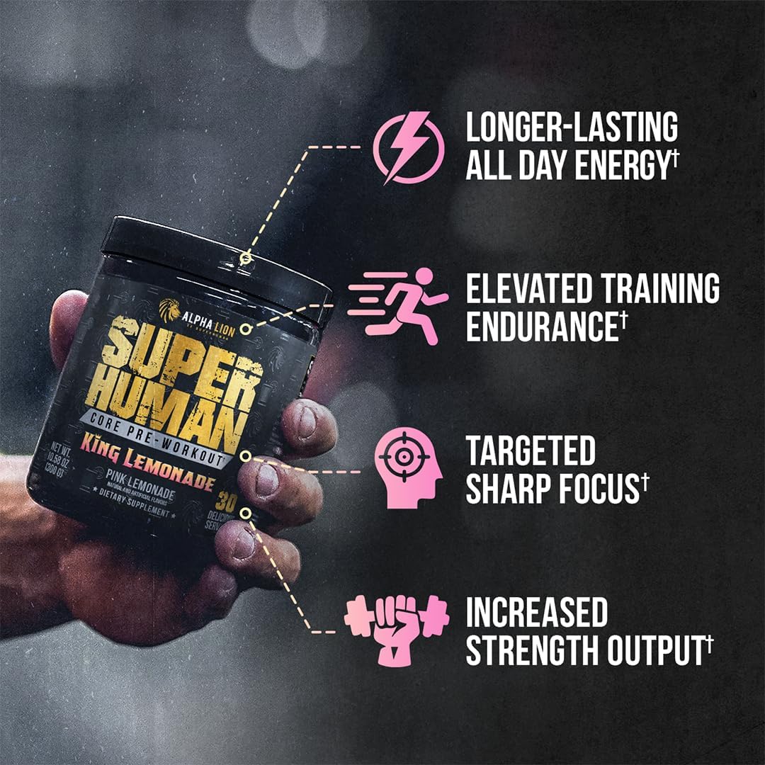 High-Performance Pre Workout Supplement with Creatine, Beta Alanine, L-Citrulline, and Caffeine for Energy Boost - 30 Servings, King Lemonade Flavor - Espot.com.au