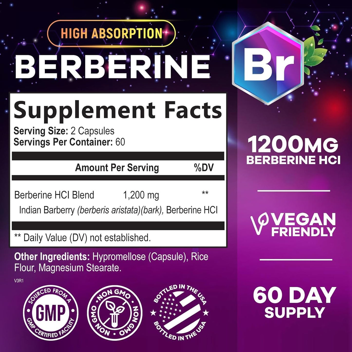 High Absorption Berberine Supplement for Heart Health & Immune Support - 1200mg Berberine HCL Pills with Gluten-Free Formula - 120 Veg Capsules by Nature's Nutrition - Espot.com.au