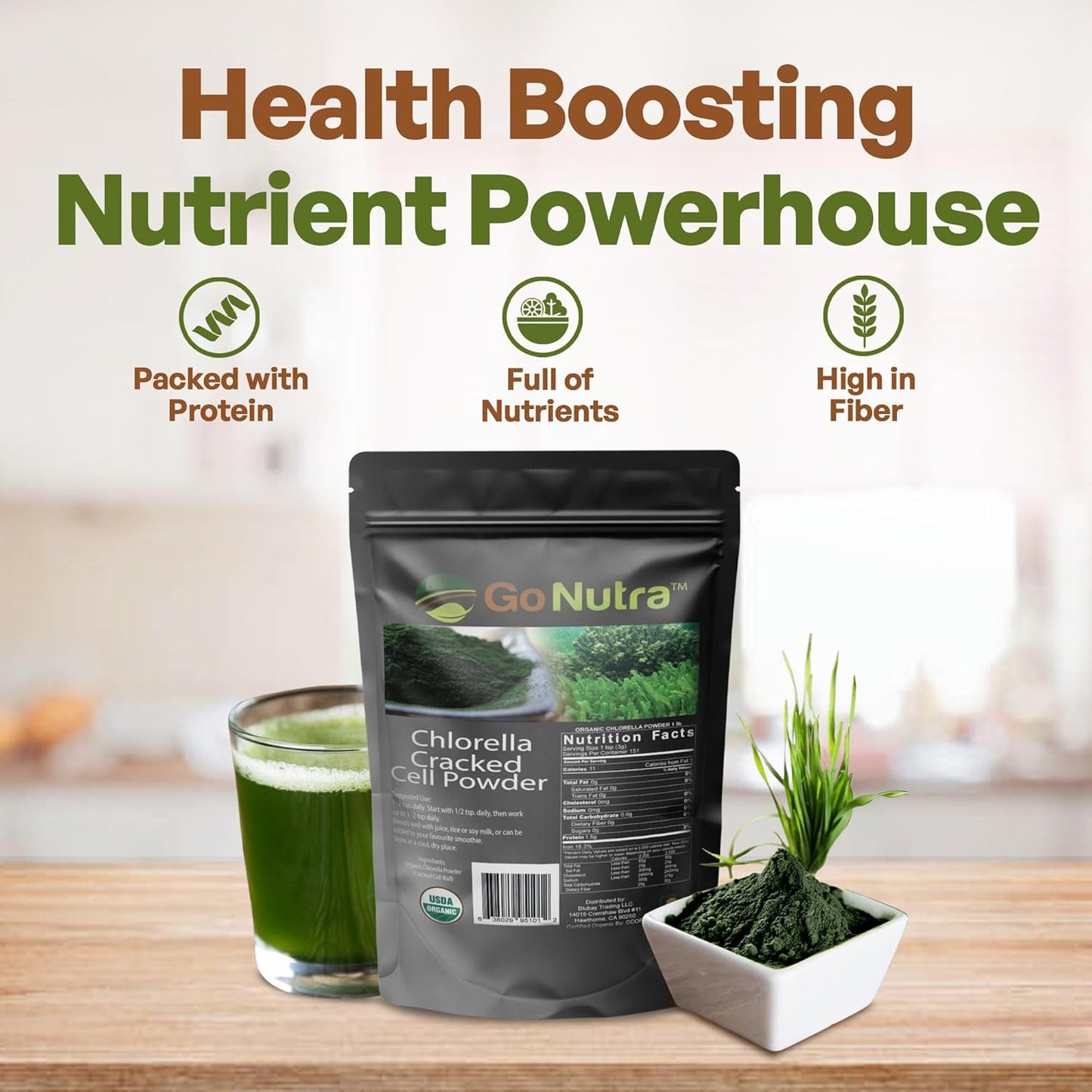 Chlorella Greens Superfood Powder - Pure Green Powder with Vitamins, Minerals, Antioxidants, Non-GMO, Vegan, 16 oz - Espot.com.au