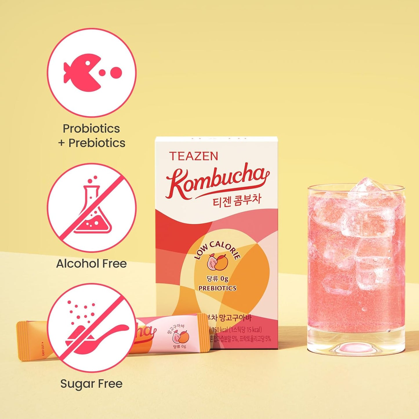 teazen-mango-guava-kombucha-tea-sticks---sugar-free-hydration-drink-mix-with-live-probiotics-prebiotics---176oz-pack-of-10-7