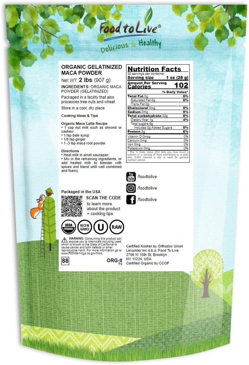 2lb-organic-gelatinized-maca-powder---non-gmo-vegan-kosher---bulk-packaging-by-food-to-live-2