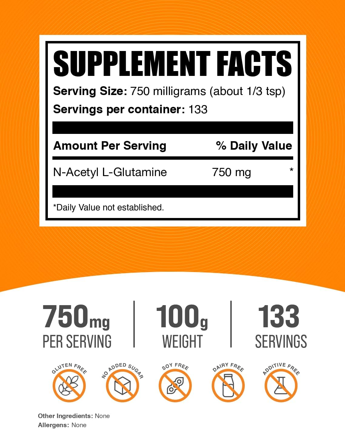 bulksupplementscom-n-acetyl-l-glutamine-powder---gut-health-recovery-supplement---gluten-free-750mg-per-serving-100g---pack-of-1-2