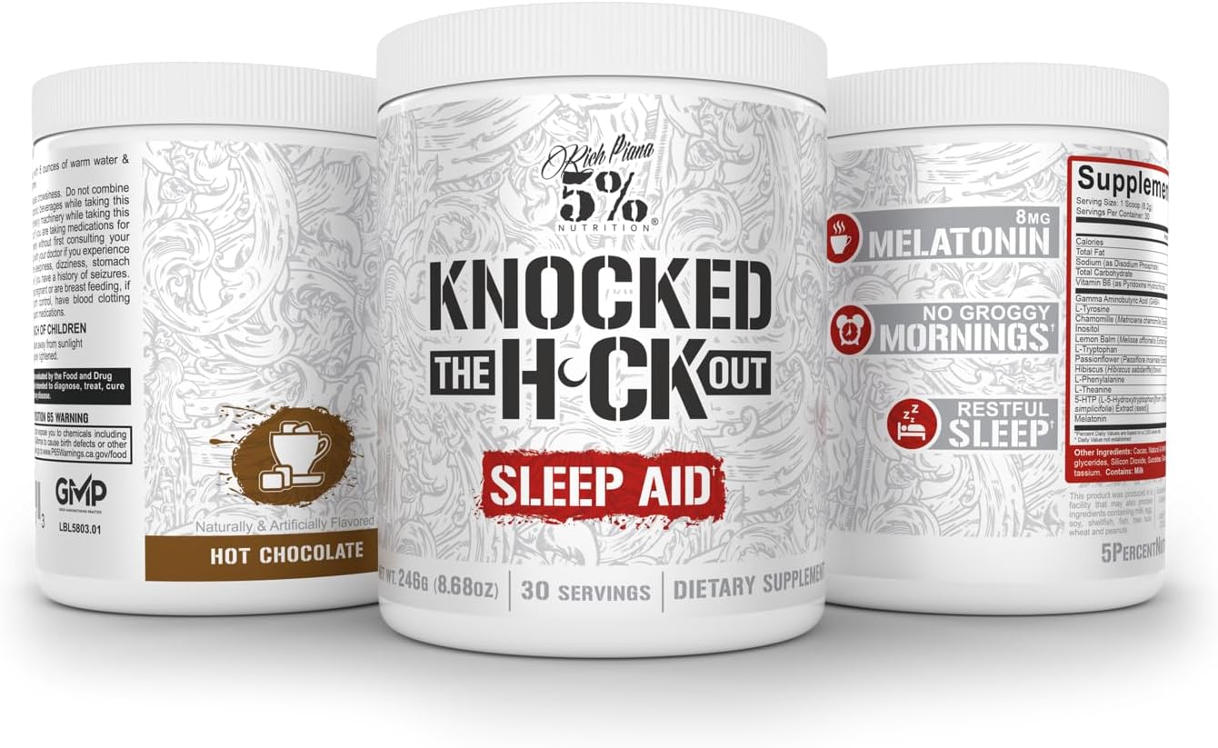 5-nutrition-rich-piana-knocked-out-natural-sleep-aid---post-workout-recovery-deep-sleep-supplement---gaba-melatonin-chamomile-tyrosine-5-htp---84-oz-30-servings---hot-chocolate-flavor-4