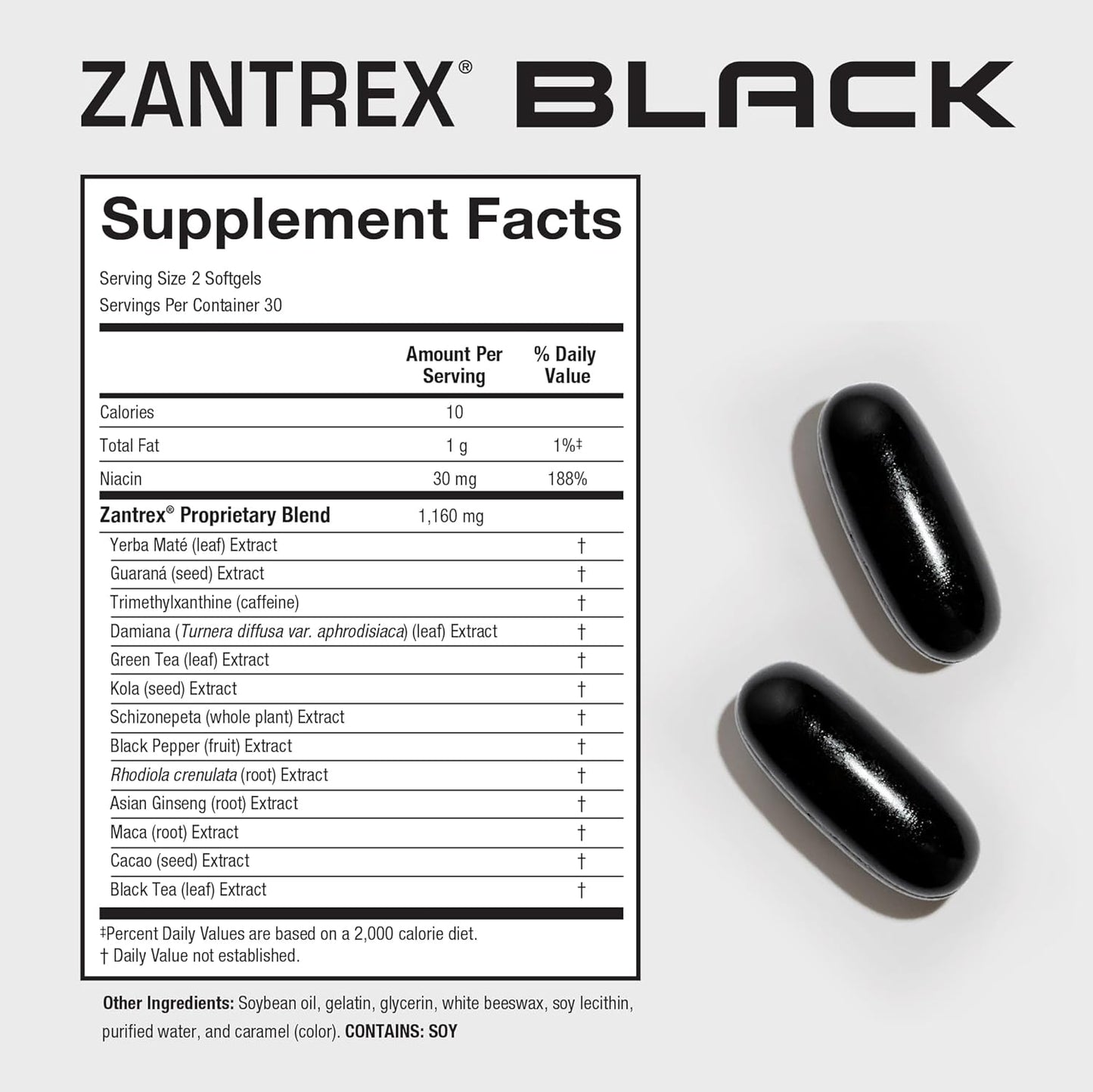 Energy-Boosting Supplement with Natural Caffeine and Herbal Ingredients - Zantrex Black Softgels for Metabolism and Craving Control - Espot.com.au