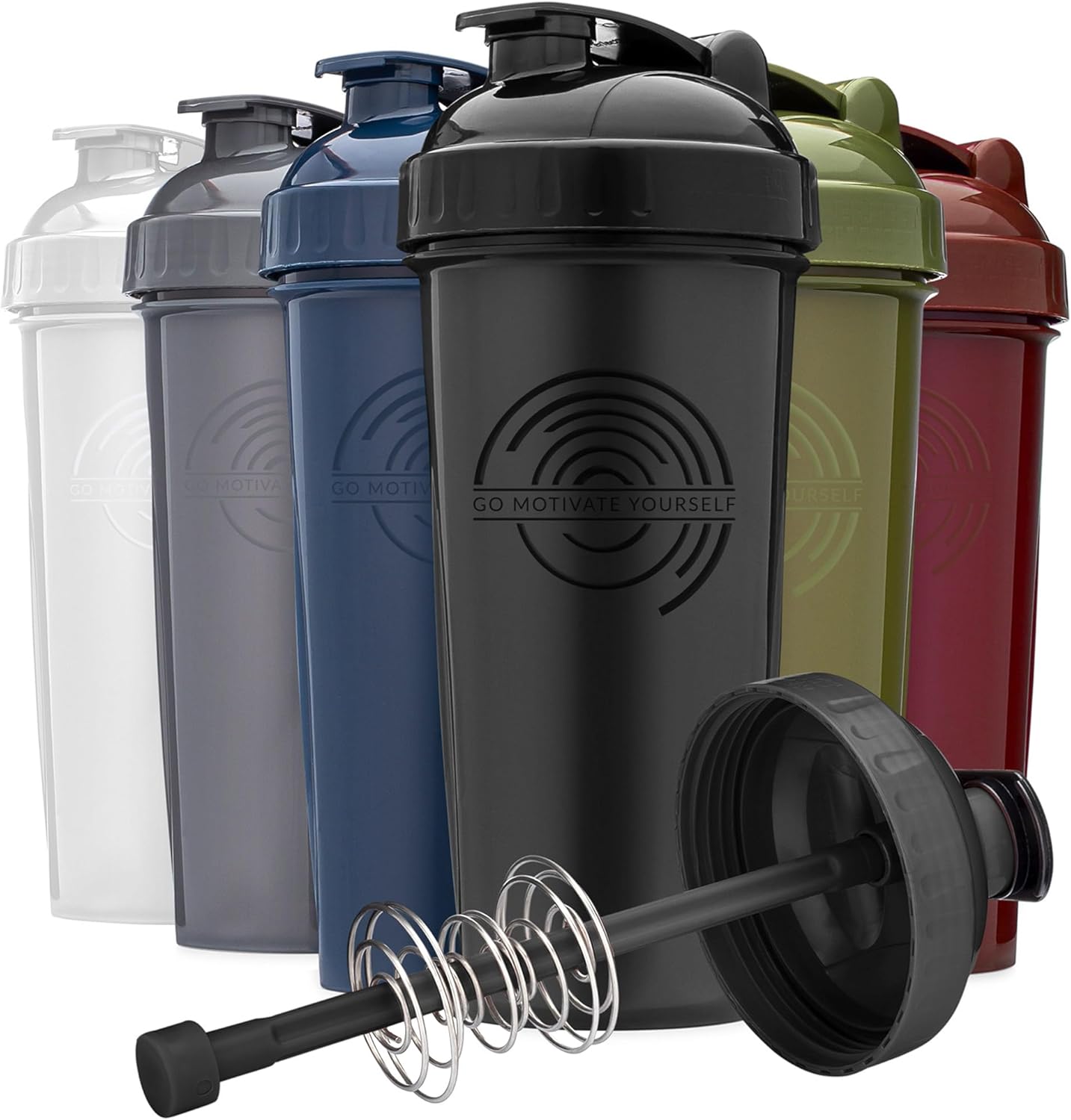 6-pack-shaker-bottles-with-agitator-5-pack-protein-funnels-with-carabiner---bpa-free-dishwasher-safe-fitness-bundle-2