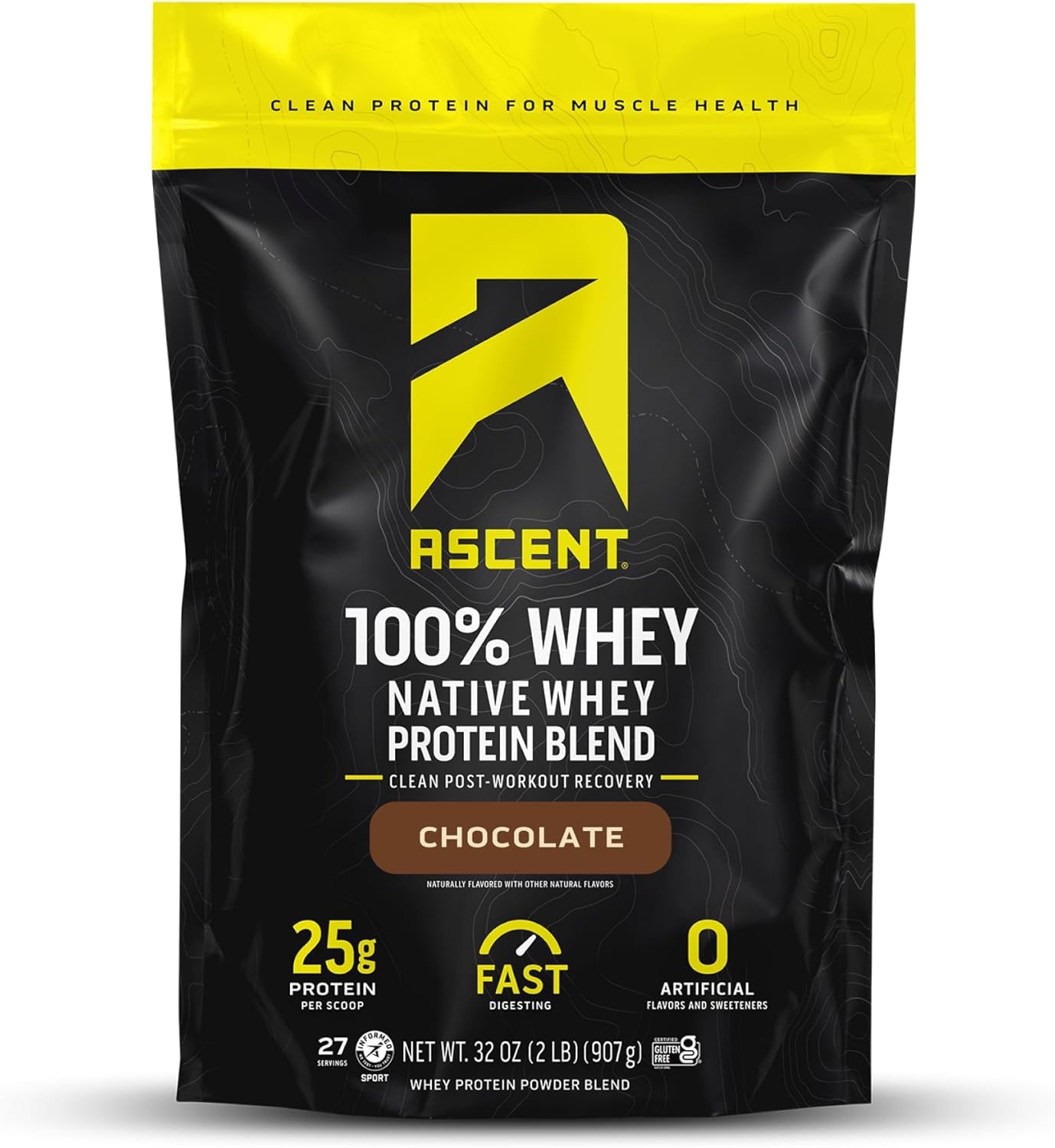 Chocolate Whey Protein Isolate Powder - 100% Ascent Whey Protein, Post Workout Supplement, Gluten-Free with BCAAs and Essential Amino Acids, 2lb - Espot.com.au