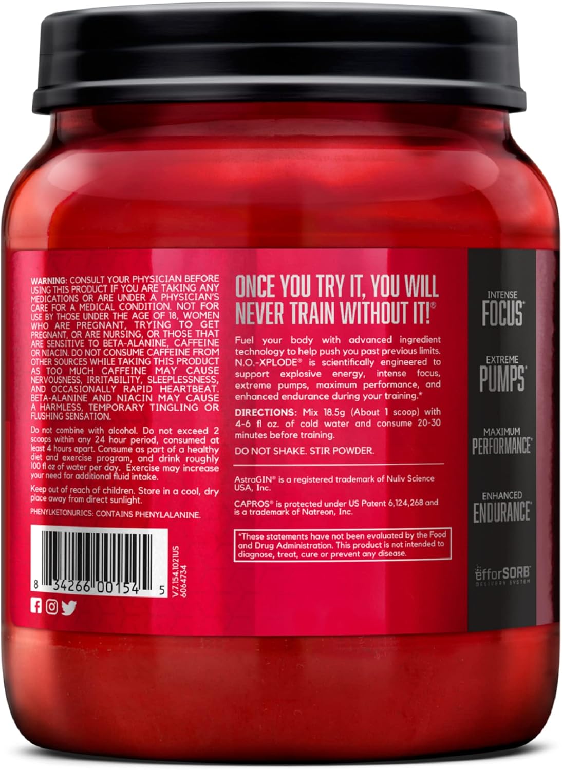 BSN N.O.-XPLODE Blue Raz Pre Workout Powder - Energy Supplement with Creatine & Beta-Alanine for Men and Women, 60 Servings - Espot.com.au