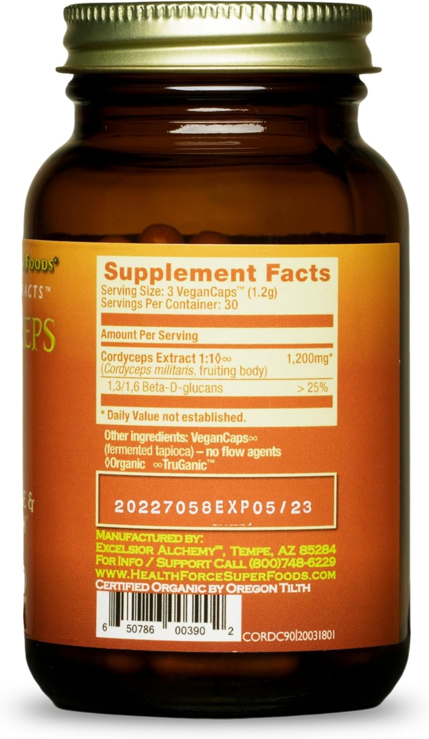 Vegan Cordyceps Extract Capsules - 90 Capsules by HealthForce SuperFoods - Espot.com.au