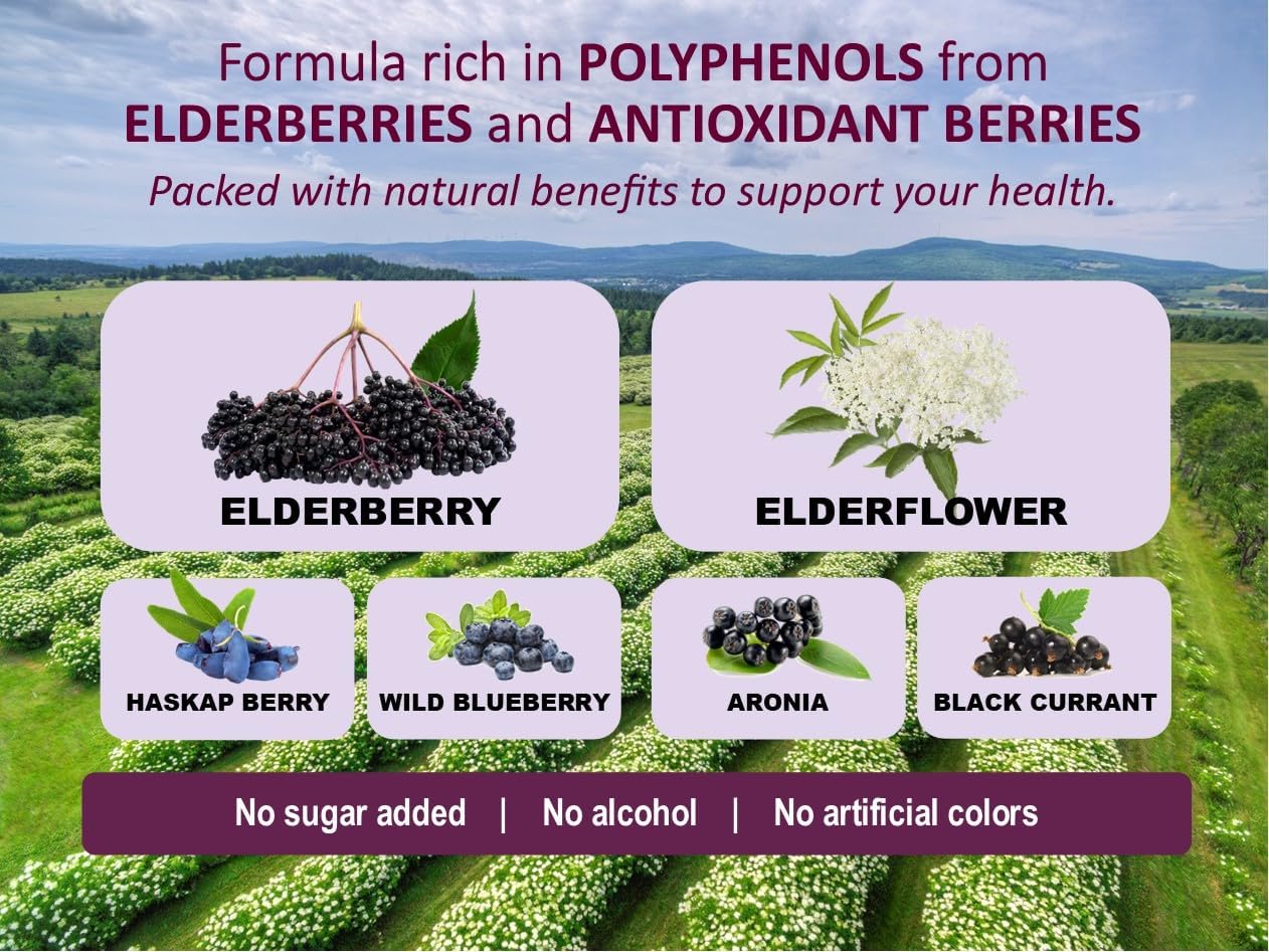 Immunia Fusion - Immune Support Formula with Elderberries, Elderflowers, and Blue Fruits - Antioxidant-Rich Concentrated Blend (1-Pack) - Espot.com.au