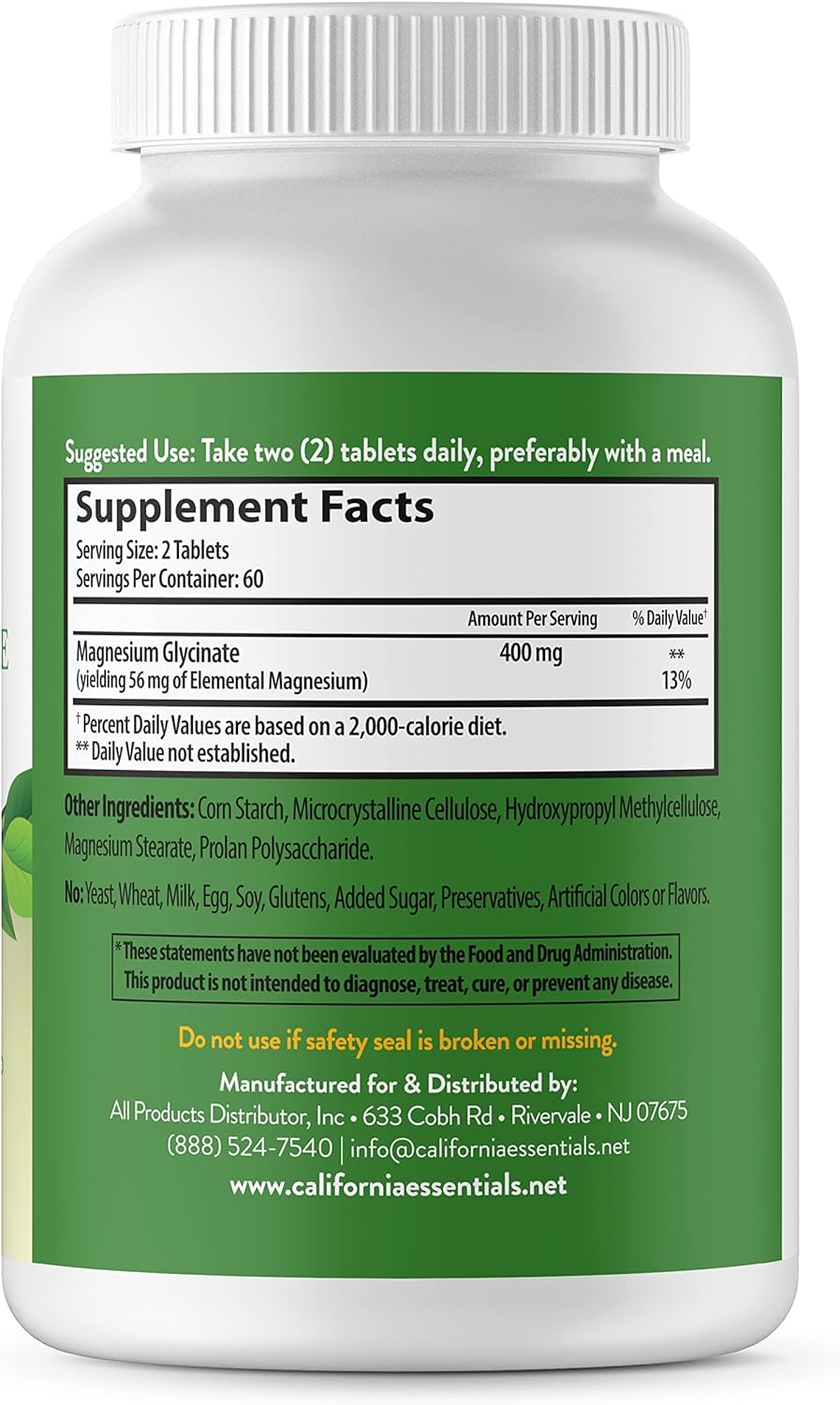 high-absorption-california-essentials-magnesium-glycinate-400---chelated-for-muscle-relief-bone-heart-support---vegan-non-gmo-gluten-free---120-tablets-60-servings-3