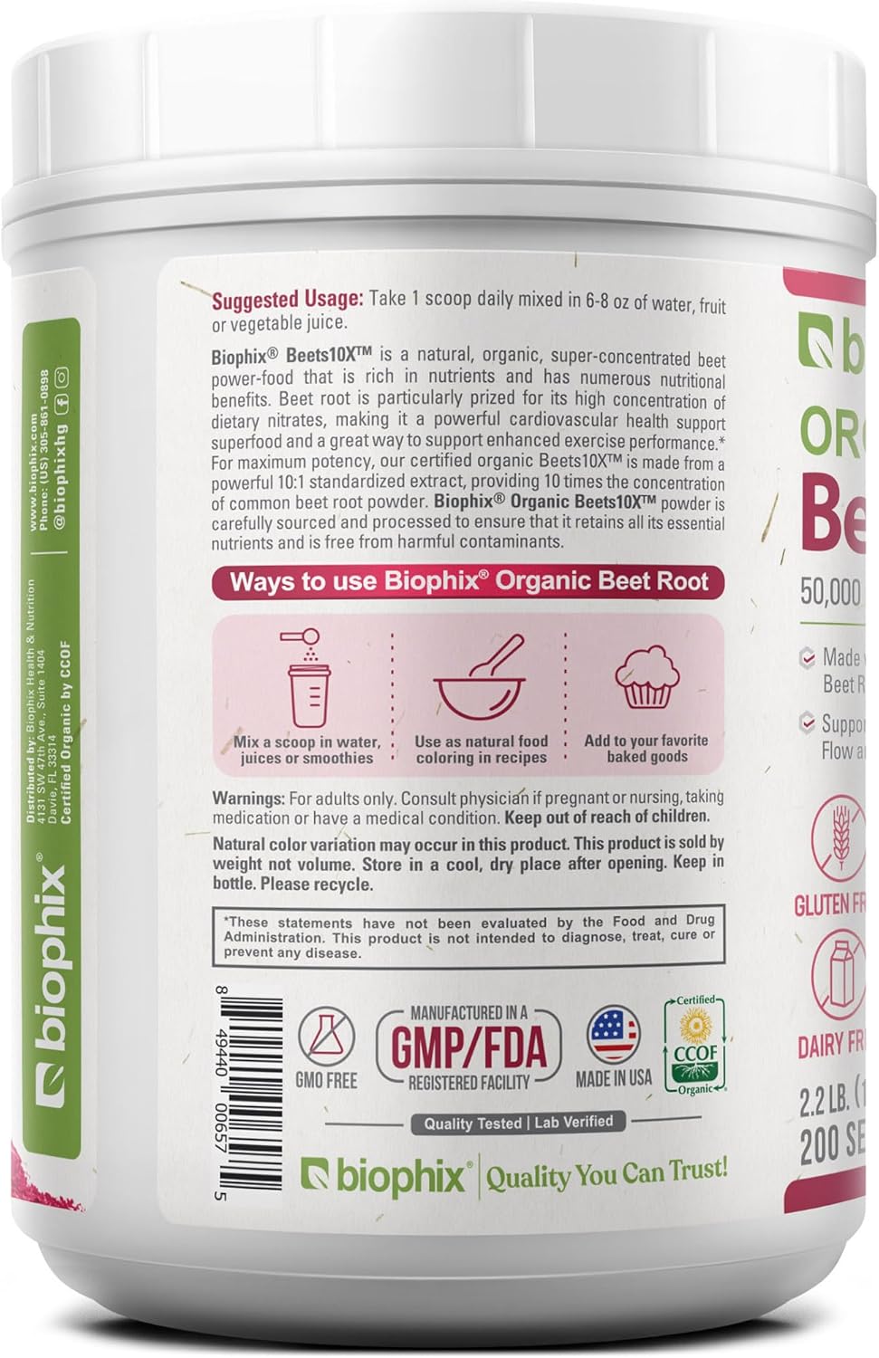 biophix-organic-beets-10x-beet-root-powder---22-lb-bulk-size---50000-mg-equivalent---superfood-antioxidant-for-heart-health---nitric-oxide-boost---natural-flavor---no-added-sugar-9