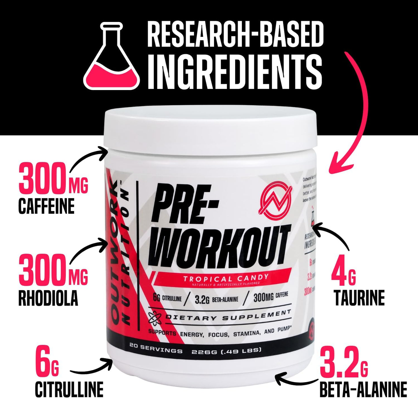 sugar-free-pre-workout-powder-with-nootropics-for-men-women---tropical-candy-flavor-citrulline-malate-beta-alanine---backed-by-science-no-creatine-3
