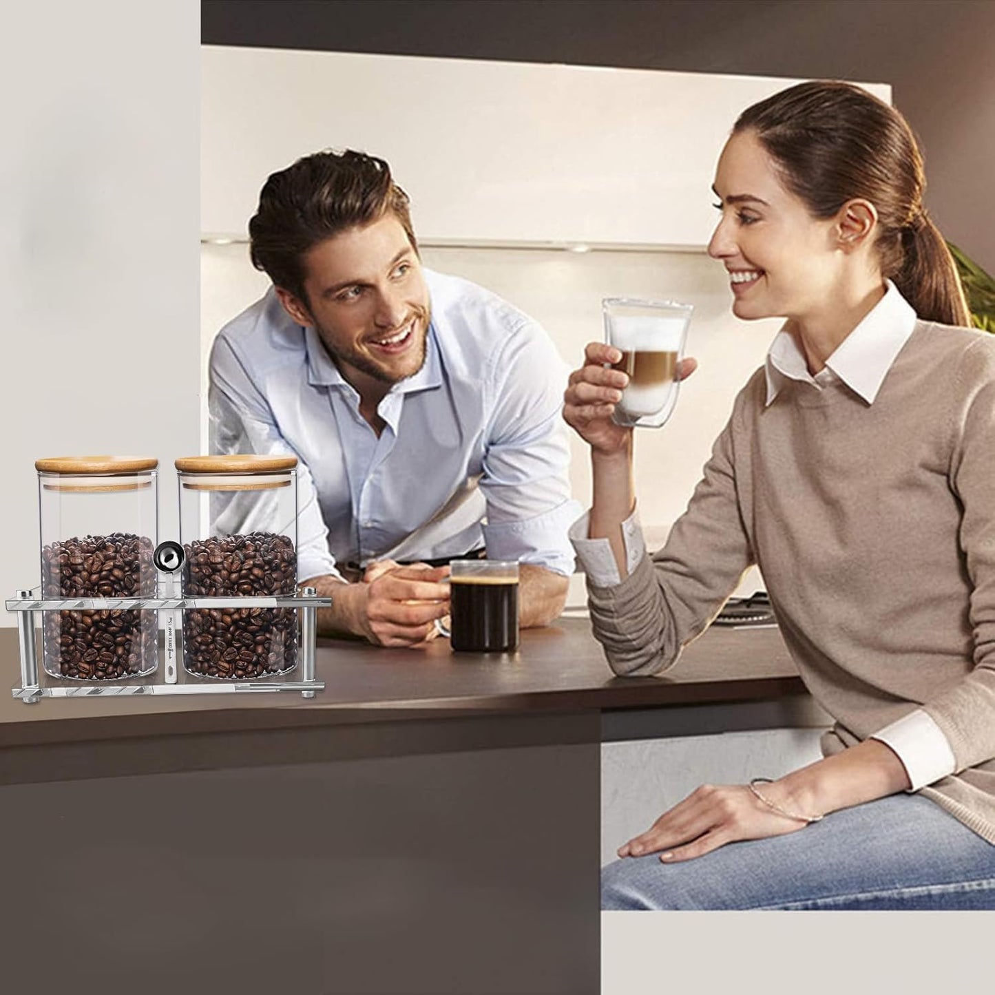 glass-coffee-canister-set-with-acrylic-shelf---2-pack-44oz-food-storage-containers-with-spoon-airtight-lids---coffee-sugar-nut-tea-jars-for-kitchen-8