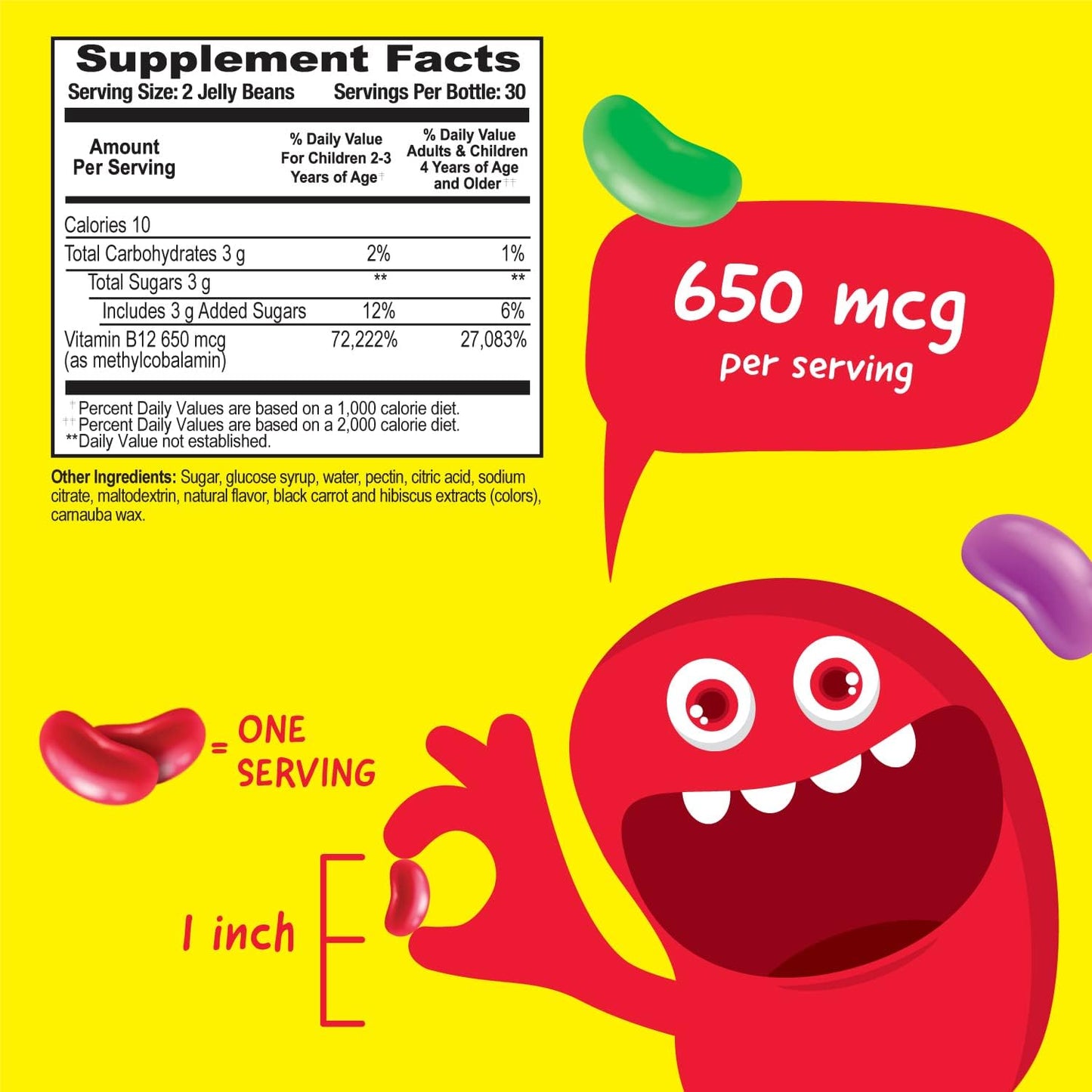 VitaWorks Kids Vitamin B12 Jelly Beans - Natural Berry Blast Flavor - Vegan & GMO-Free - Energy Support - 60 Jellies - Espot.com.au