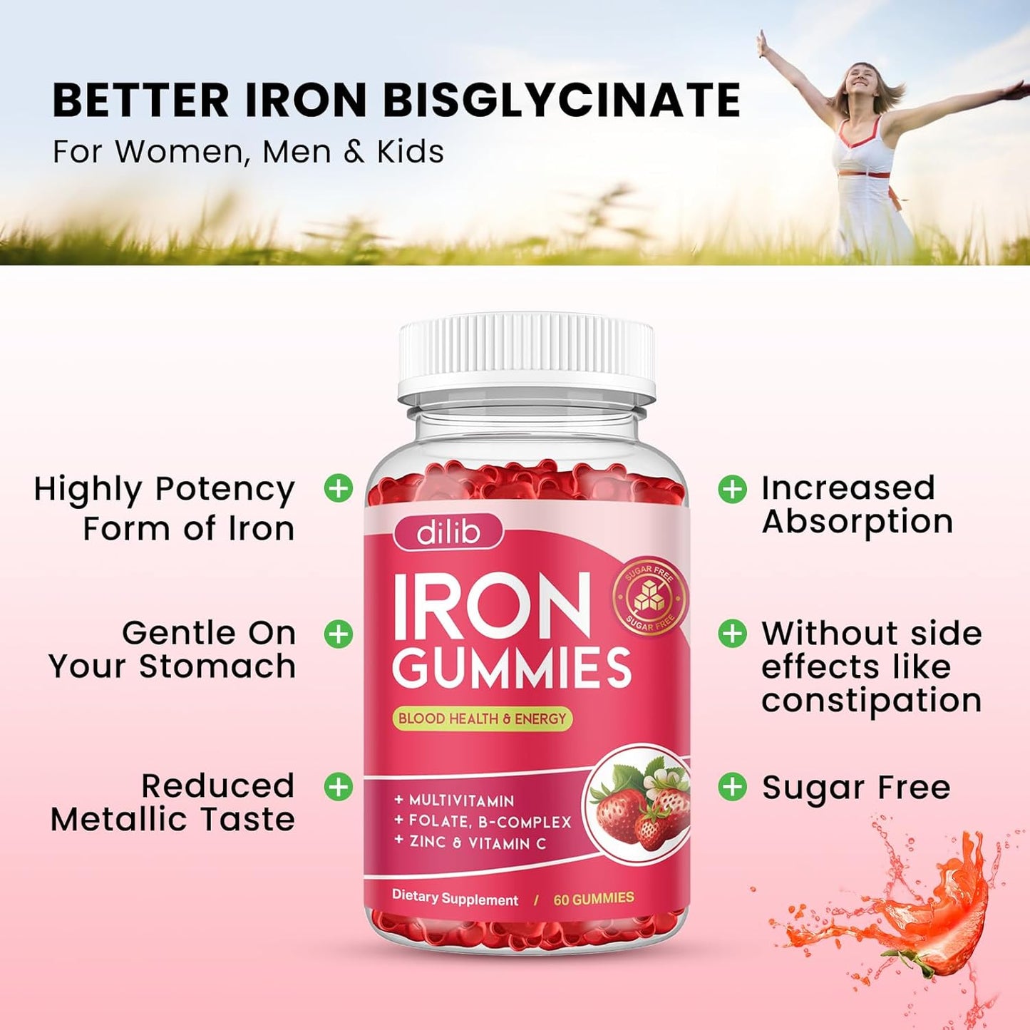 iron-gummies-with-multivitamin-for-men-and-women---vegan-iron-supplement-with-zinc-vitamin-b-complex-c-b12-folate---energy-support-and-blood-builder---strawberry-flavor---60-gummies-2