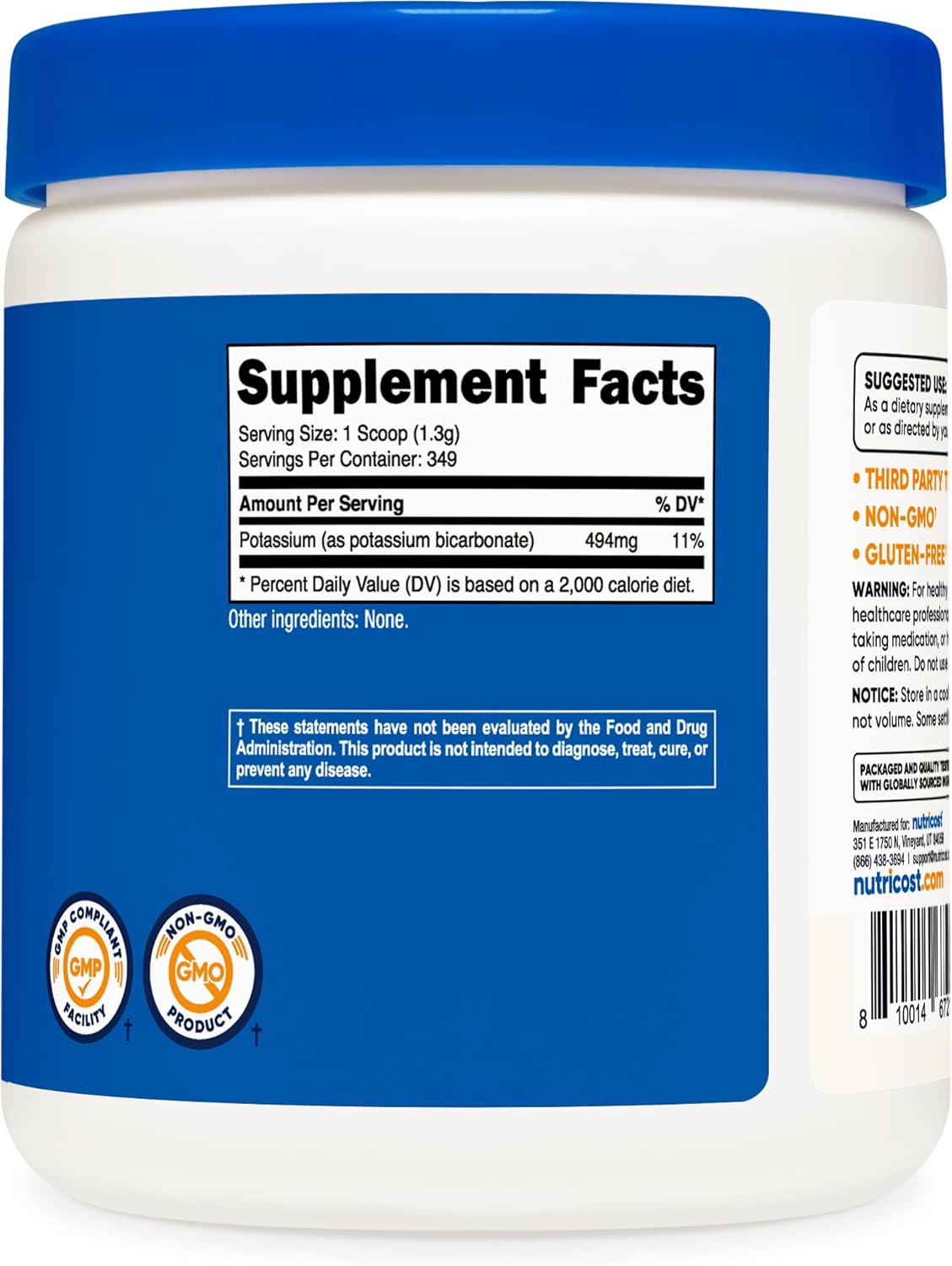 1 LB Nutricost Potassium Bicarbonate Powder - Gluten Free & Non-GMO Supplement - Espot.com.au