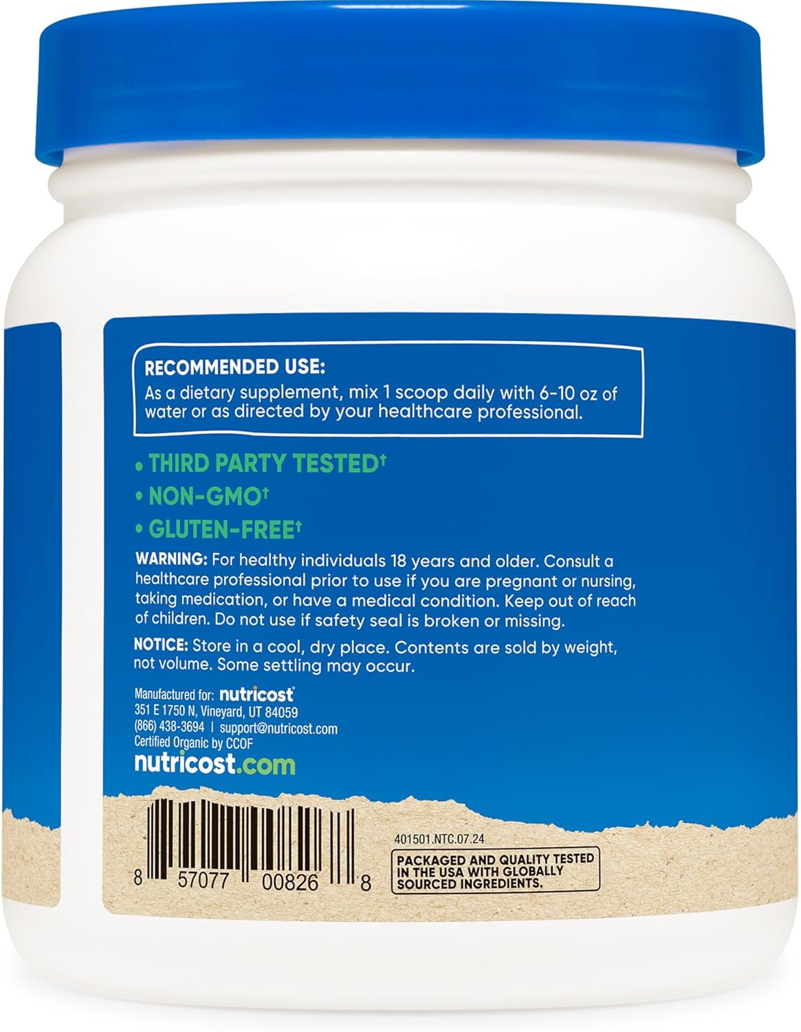 Organic Chlorella Powder - 1LB Bag, 3g Per Serving - Nutricost Brand - Espot.com.au