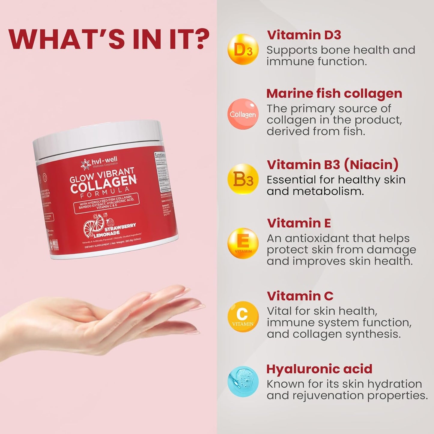 organic-collagen-peptide-powder-strawberry-lemonade-flavored---promotes-healthy-bones-skin-nails-hair---easy-to-digest-sugar-free---30-servings-for-women-men-3