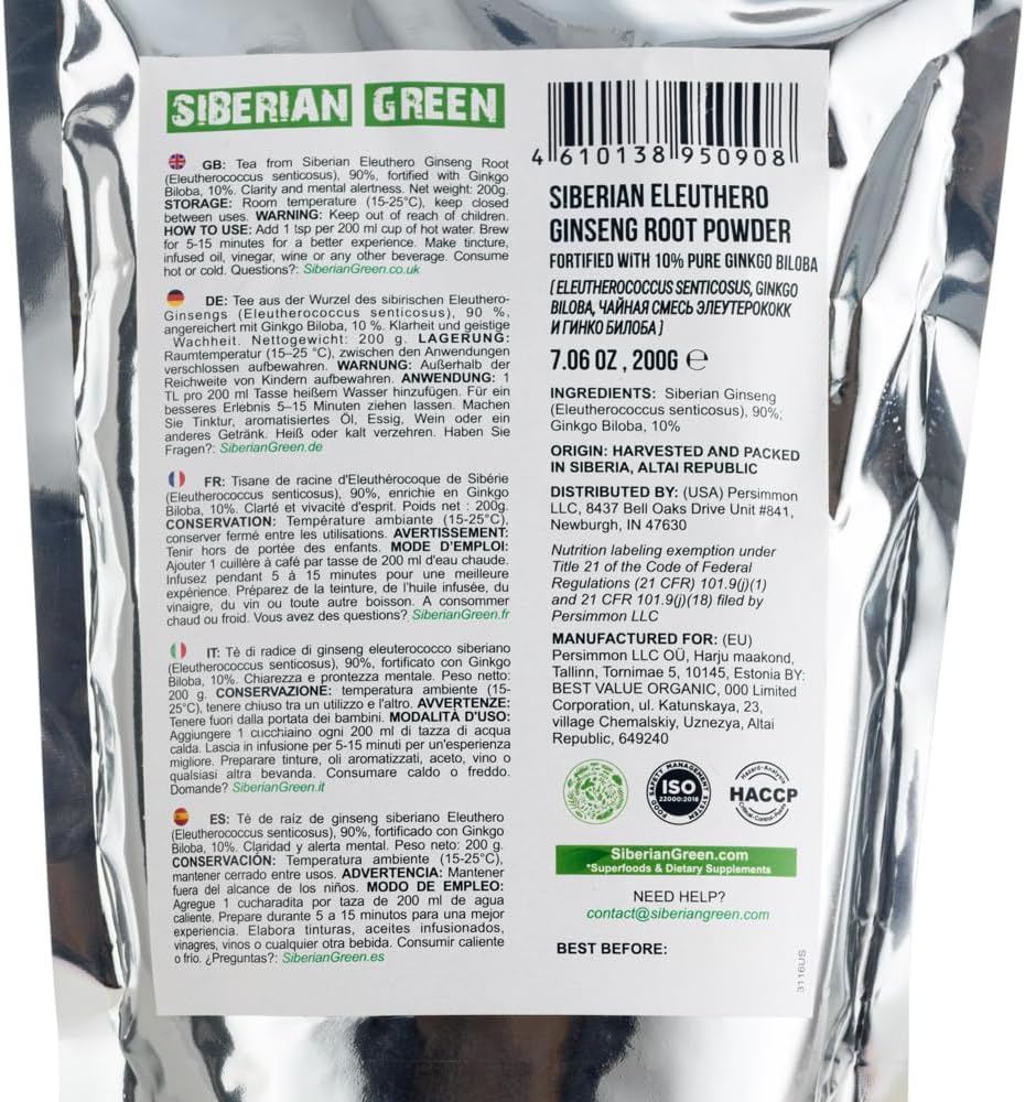 siberian-green-siberian-ginseng-root-powder-200g---fortified-with-ginkgo-biloba---natural-eleuthero-supplement-3
