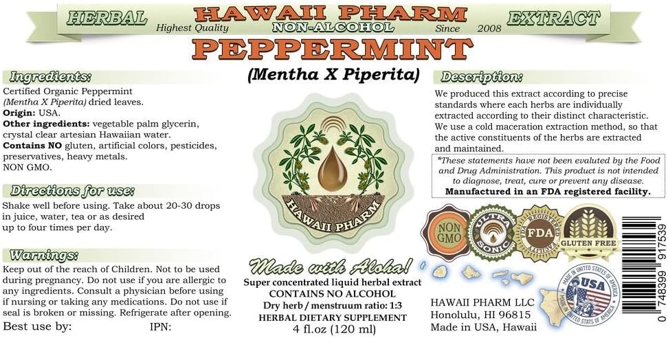 organic-peppermint-alcohol-free-liquid-extract---2-floz-glycerite-supplement-by-hawaii-pharm-natural-herbal-leaf-extract-from-usa-2