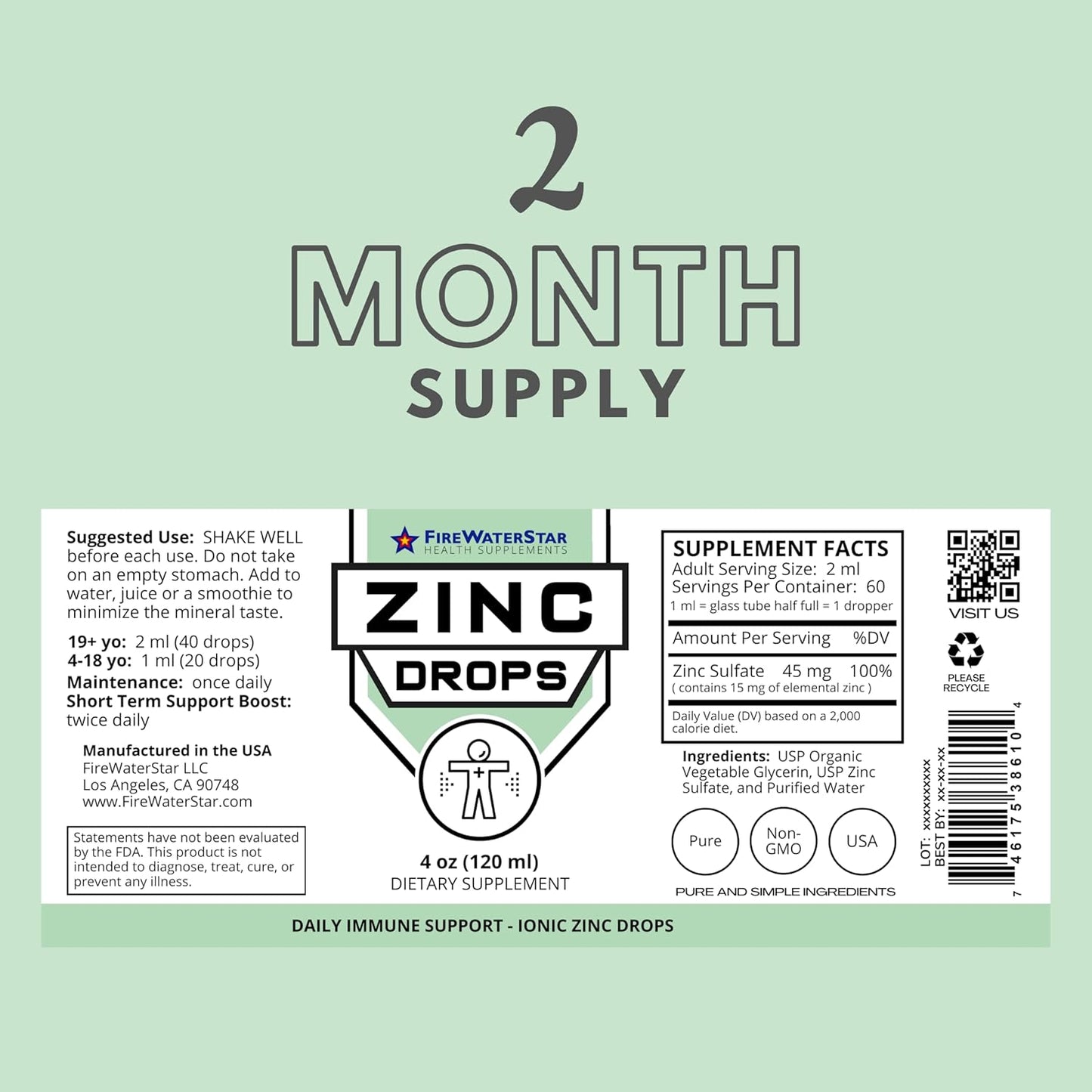 Organic Liquid Zinc Supplement - Immune Support for Adults & Kids - Non-GMO Vegan Drops - 45mg - Boost Immunity, Healthy Skin & Wellness - Espot.com.au