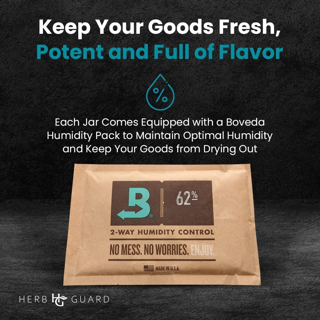 5 Pack of Herb Guard Premium UltraViolet (UV) Jars with Humidity Packs - 250ml Airtight Containers for Half Oz of Herbs - Keep Your Herbs Fresh for Months - Espot.com.au