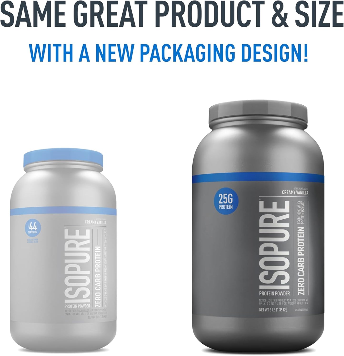 Isopure Zero Carb Whey Isolate Protein Powder - Creamy Vanilla, 25g Protein Per Serving, 3 Lbs, 44 Servings, Lactose & Gluten Free with Vitamins - Espot.com.au