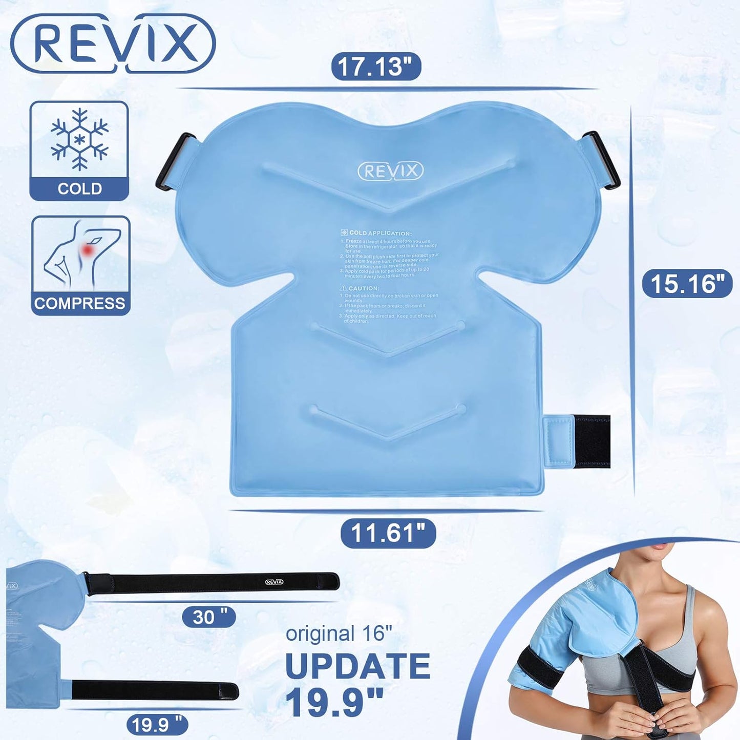 REVIX Shoulder Ice Pack Wrap for Rotator Cuff Cold Therapy - Reusable Cold Compression Brace for Shoulder Discomfort and Fatigue, Post-Workout Recovery - Ease Tiredness - Espot.com.au