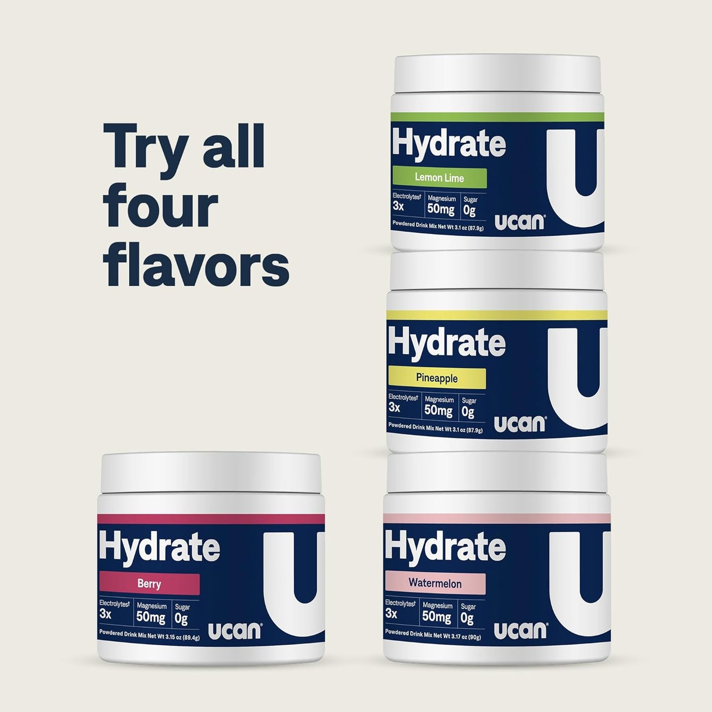 Bundle of UCAN Hydrate Watermelon and Lemon Lime Jars - Ideal for Running, Training, Fitness, Cycling, Crossfit | Sugar-Free, Vegan, & Keto-Friendly Energy Drink Supplement - Espot.com.au