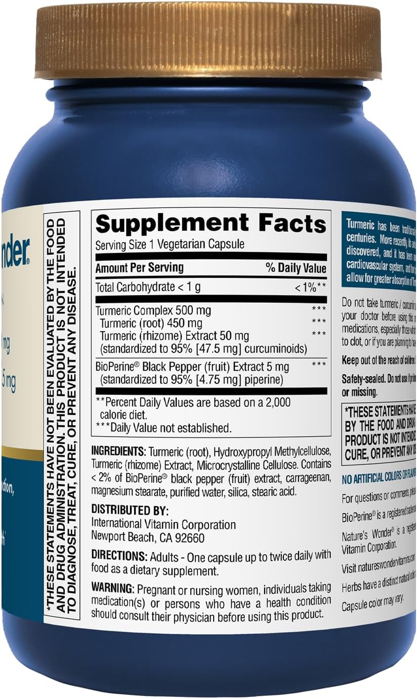 Turmeric Supplement with BioPerine for Joint Function & Mobility - Enhanced Absorption Turmeric Complex, 500 mg with BioPerine 5 mg, 90 Vegetarian Capsules - Espot.com.au