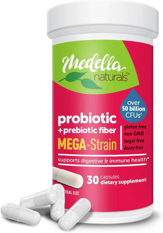 medella-naturals-mega-strain-50-billion-cfu-probiotics-prebiotics---30-caps-for-women-men---promote-digestive-health-and-good-flora---no-refrigeration-needed---lactobacillus-rhamnosus-1