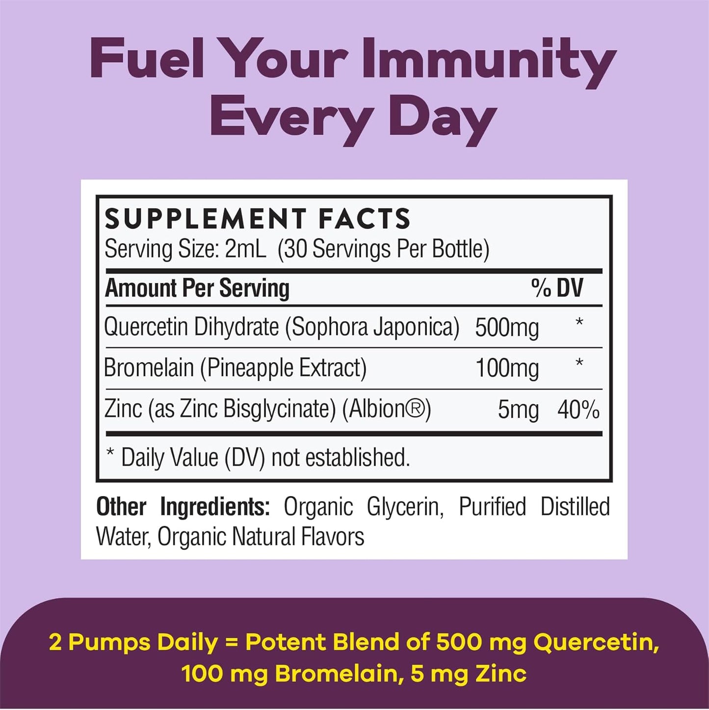 Nature's Quercetin with Bromelain & Zinc Liquid Drops - 750mg Immune Support for Adults & Kids | Bioflavonoid Rich Formula | Supports Immune Defense & Cellular Health | Vegan & Non-GMO | 2 Fl Oz - Espot.com.au
