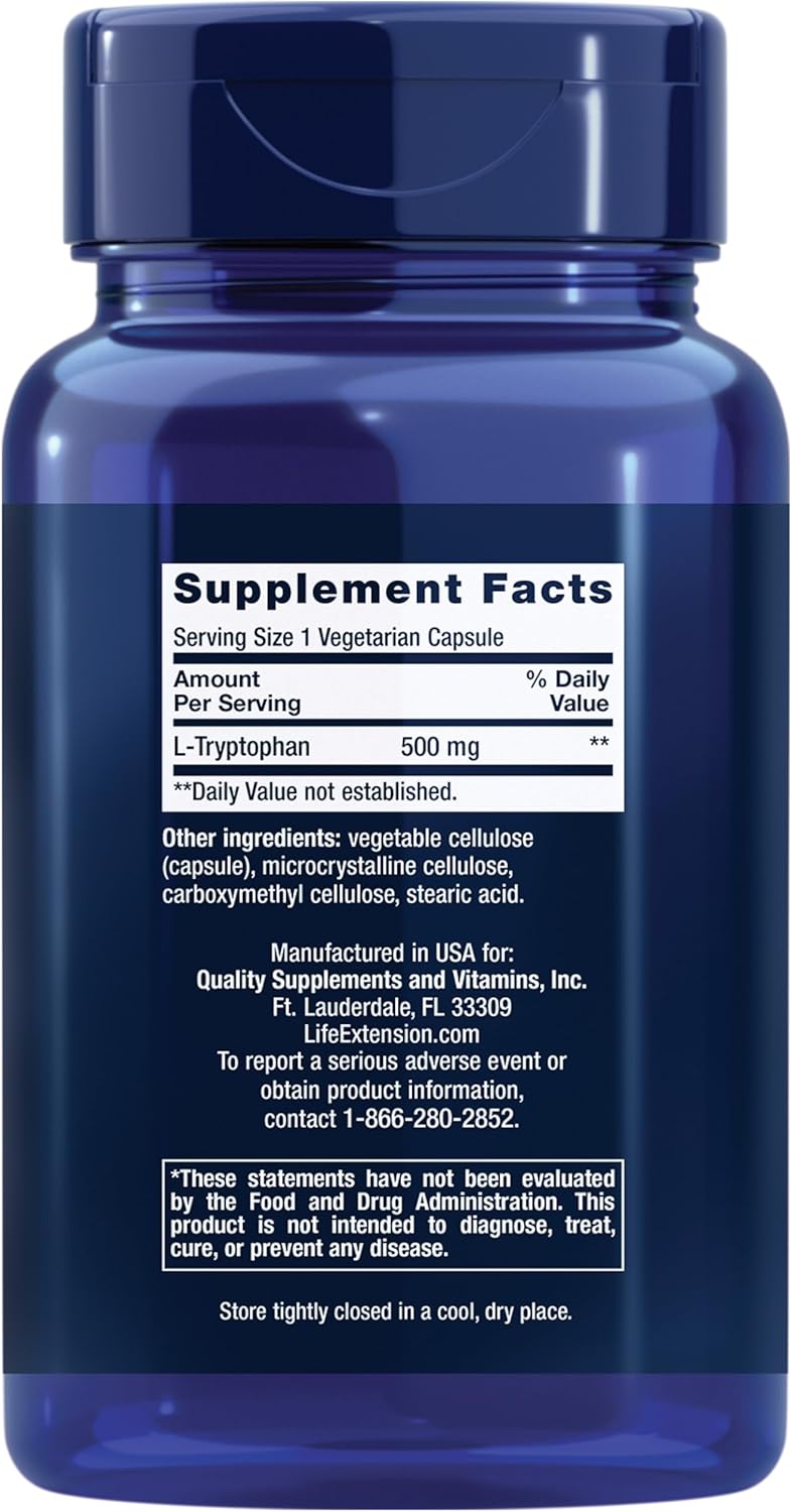 500-mg-life-extension-l-tryptophan-capsules-for-healthy-serotonin-levels-sleep-mood-stress-and-satiety---gluten-free-non-gmo-vegetarian---90-count-2