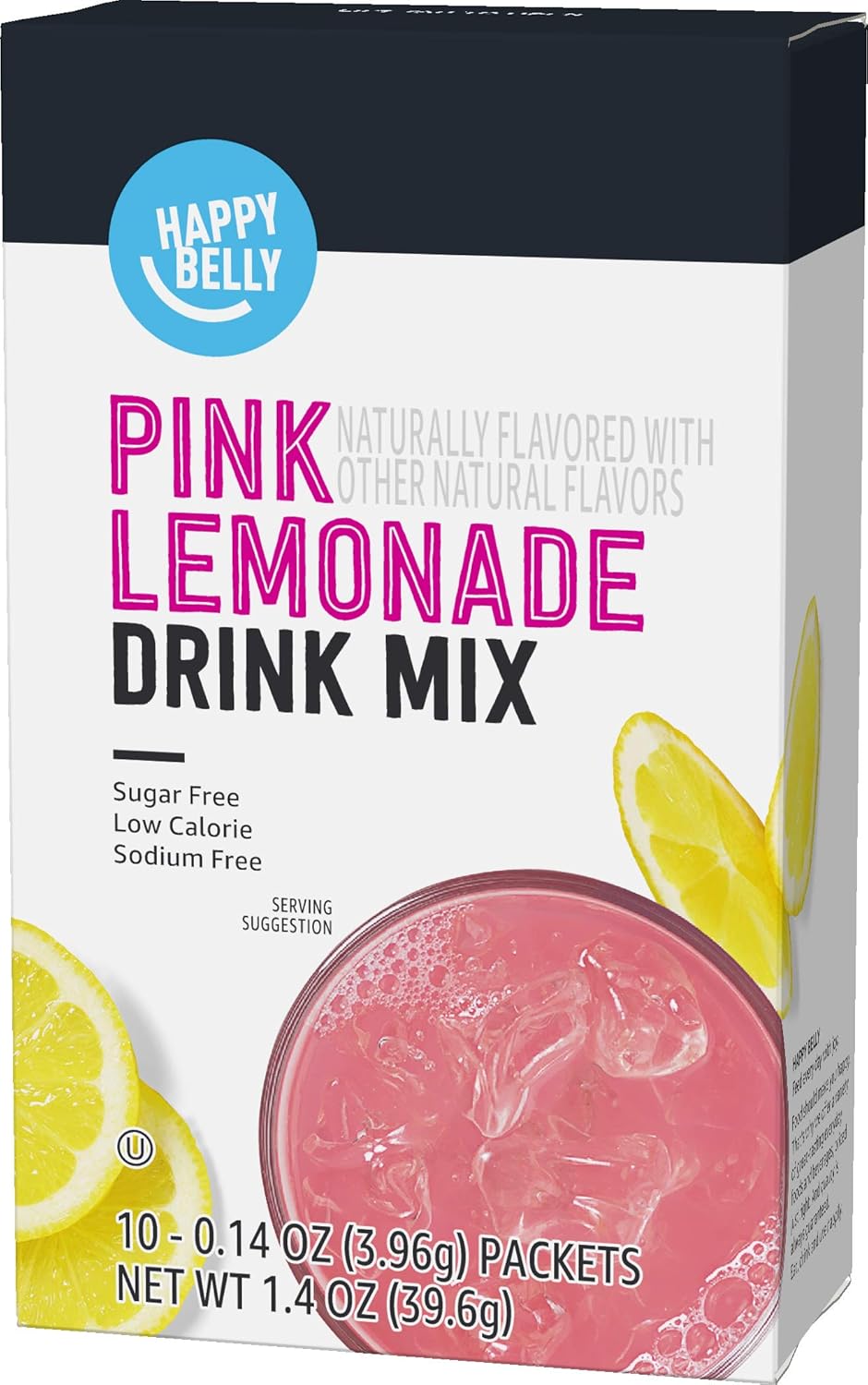 Happy Belly Pink Lemonade Drink Mix Singles, 1.4 Oz (Pack of 12) by Amazon Brand - Convenient Pack of 12 Individual Packets of Pink Lemonade Mix for On-the-Go Refreshment - Espot.com.au