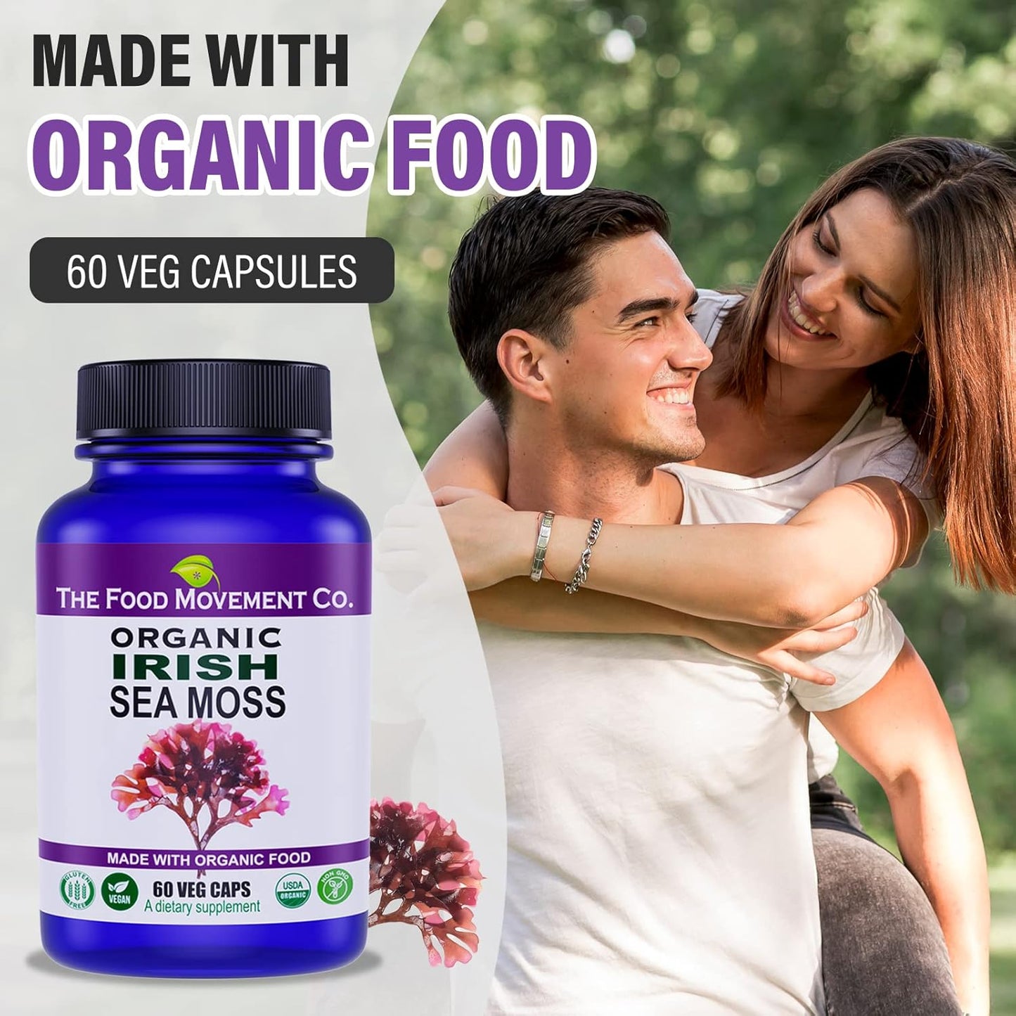 Organic Irish Sea Moss Capsules with Over 70 Trace Minerals for Digestion and Immune Support - Espot.com.au